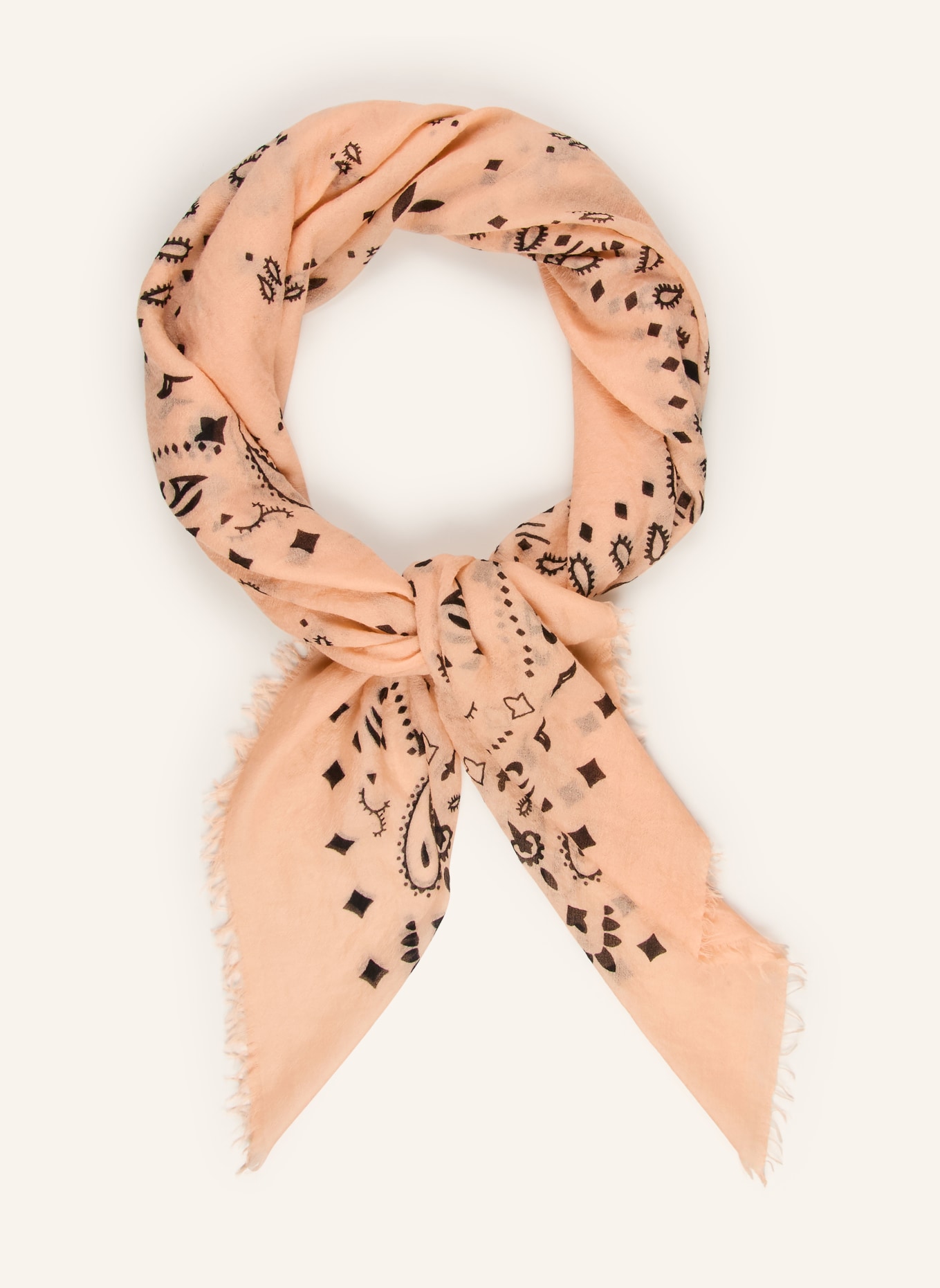 KUJTEN EFFY Cashmere Scarf: LIGHT ORANGE / BROWN