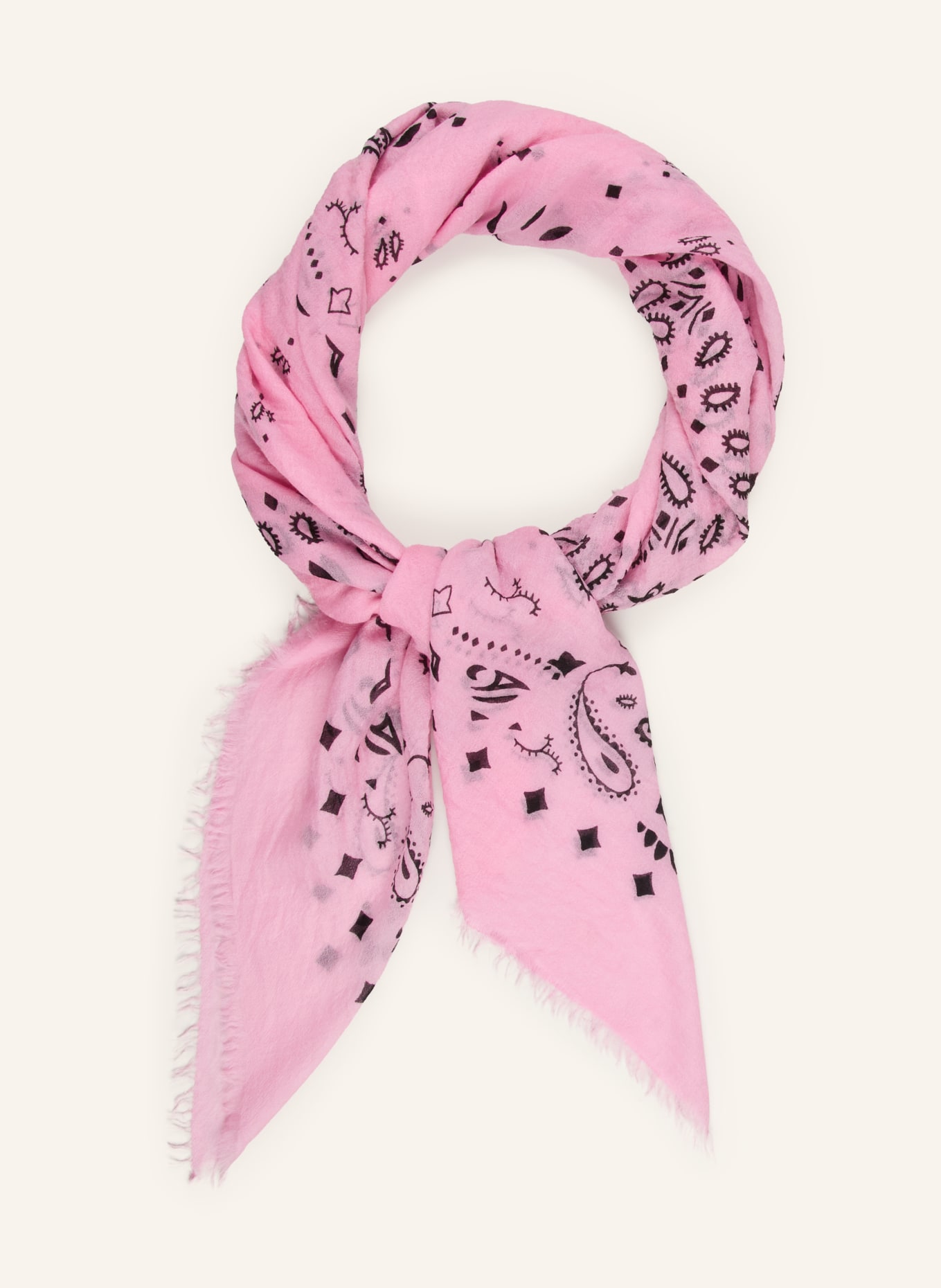 KUJTEN EFFY Cashmere Scarf: PINK / DARK RED