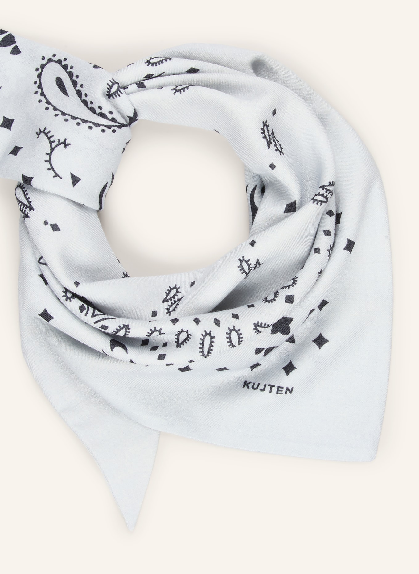 KUJTEN Dreieckstuch TIFA aus Cashmere mit Seide: BLAUGRAU / SCHWARZ