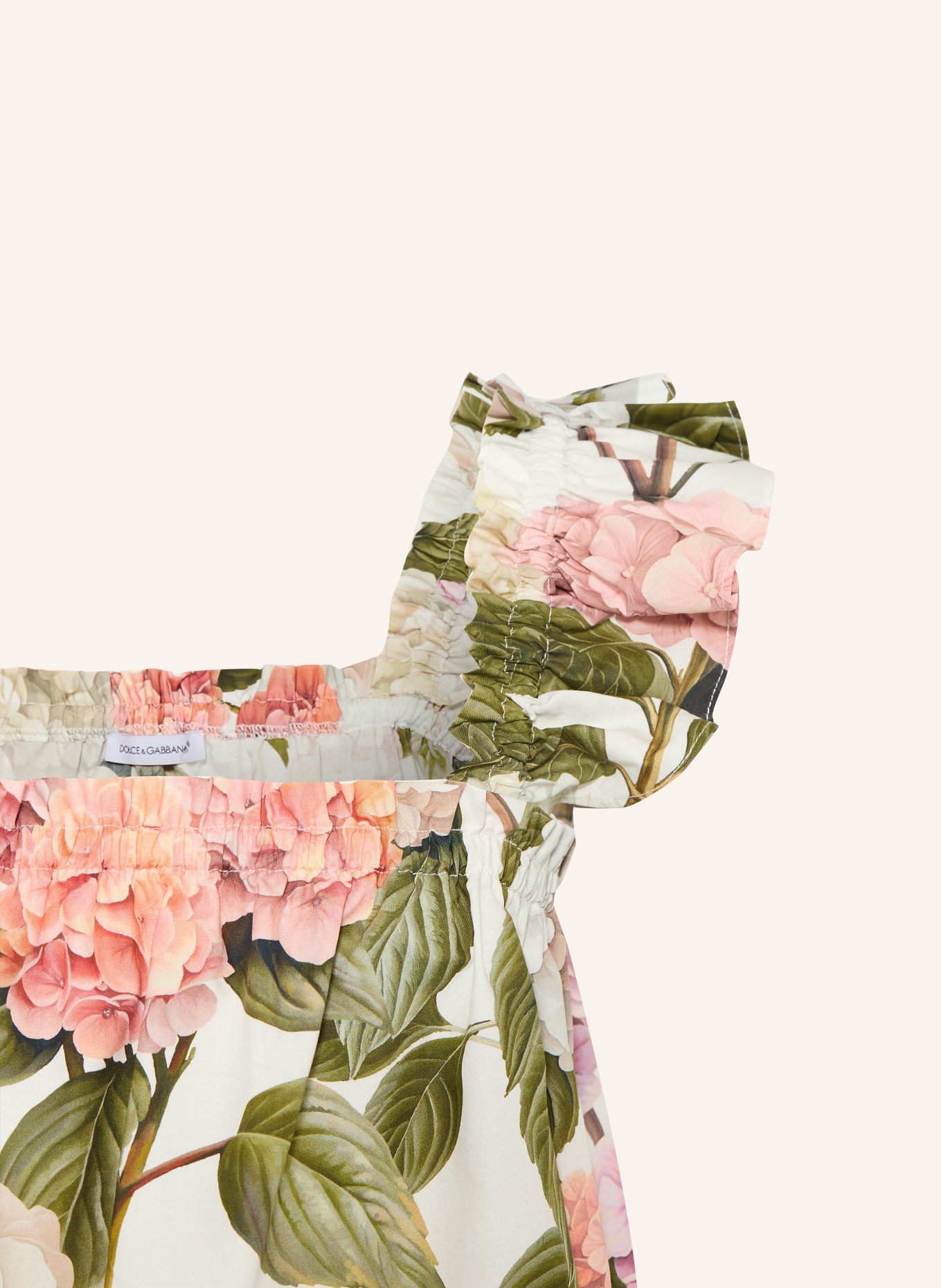 DOLCE & GABBANA Blouse à volants: BLANC / ROSE / VERT