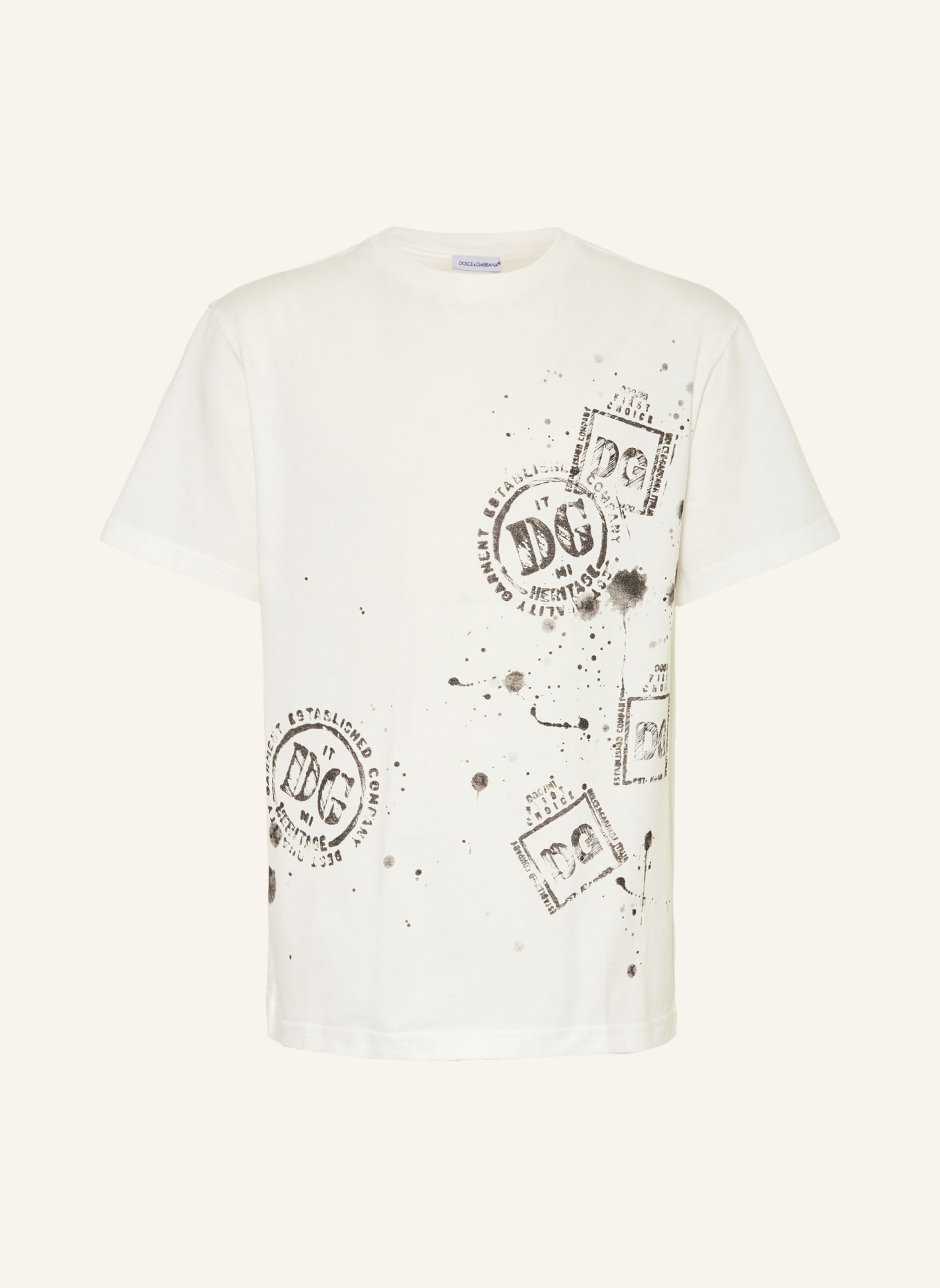 DOLCE & GABBANA T-shirt: ÉCRU / GRIS FONCÉ