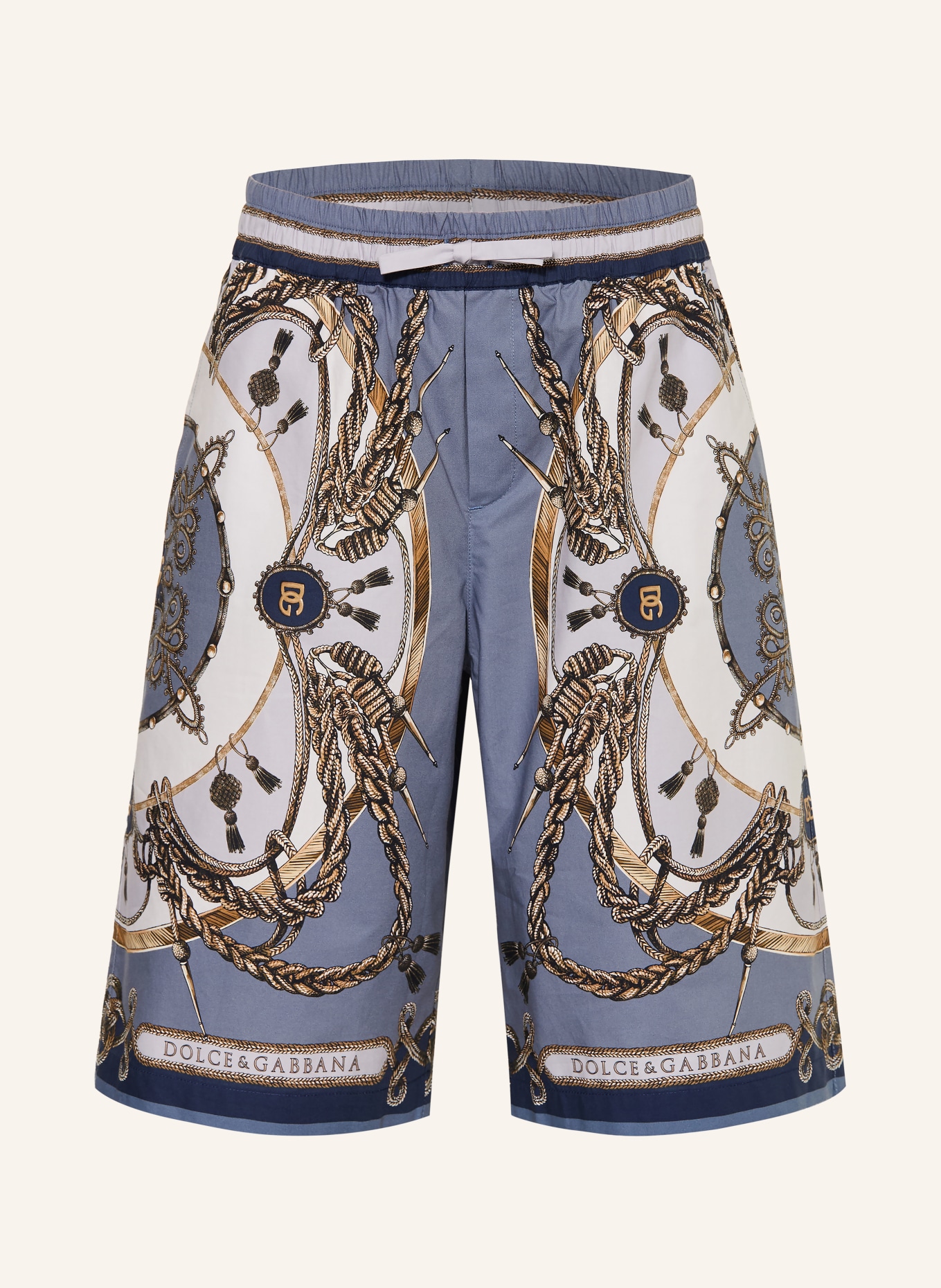 DOLCE & GABBANA korte broek: BLAUWGRIJS / GOUD / LICHTBLAUW