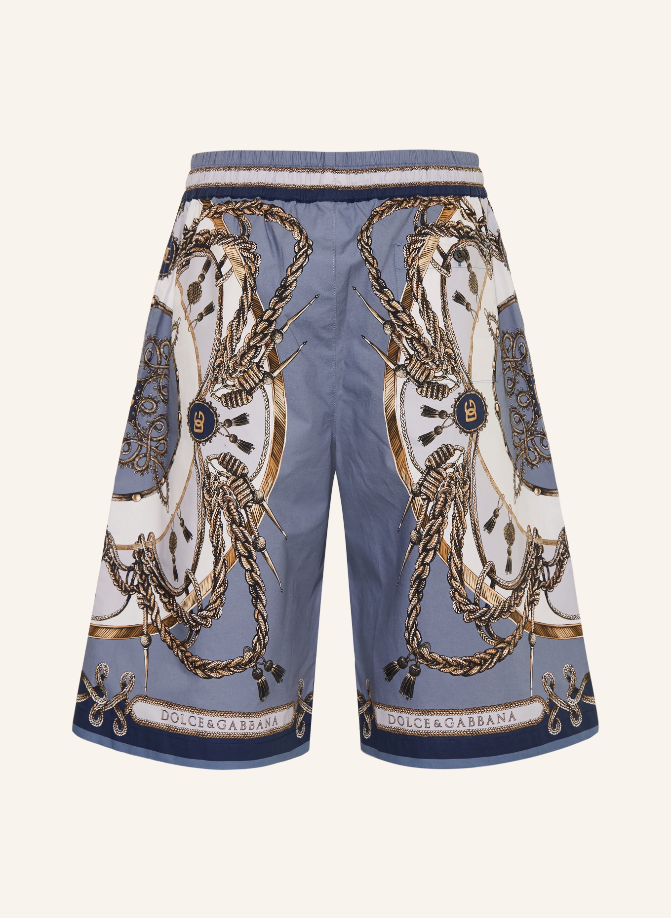 DOLCE & GABBANA korte broek: BLAUWGRIJS / GOUD / LICHTBLAUW