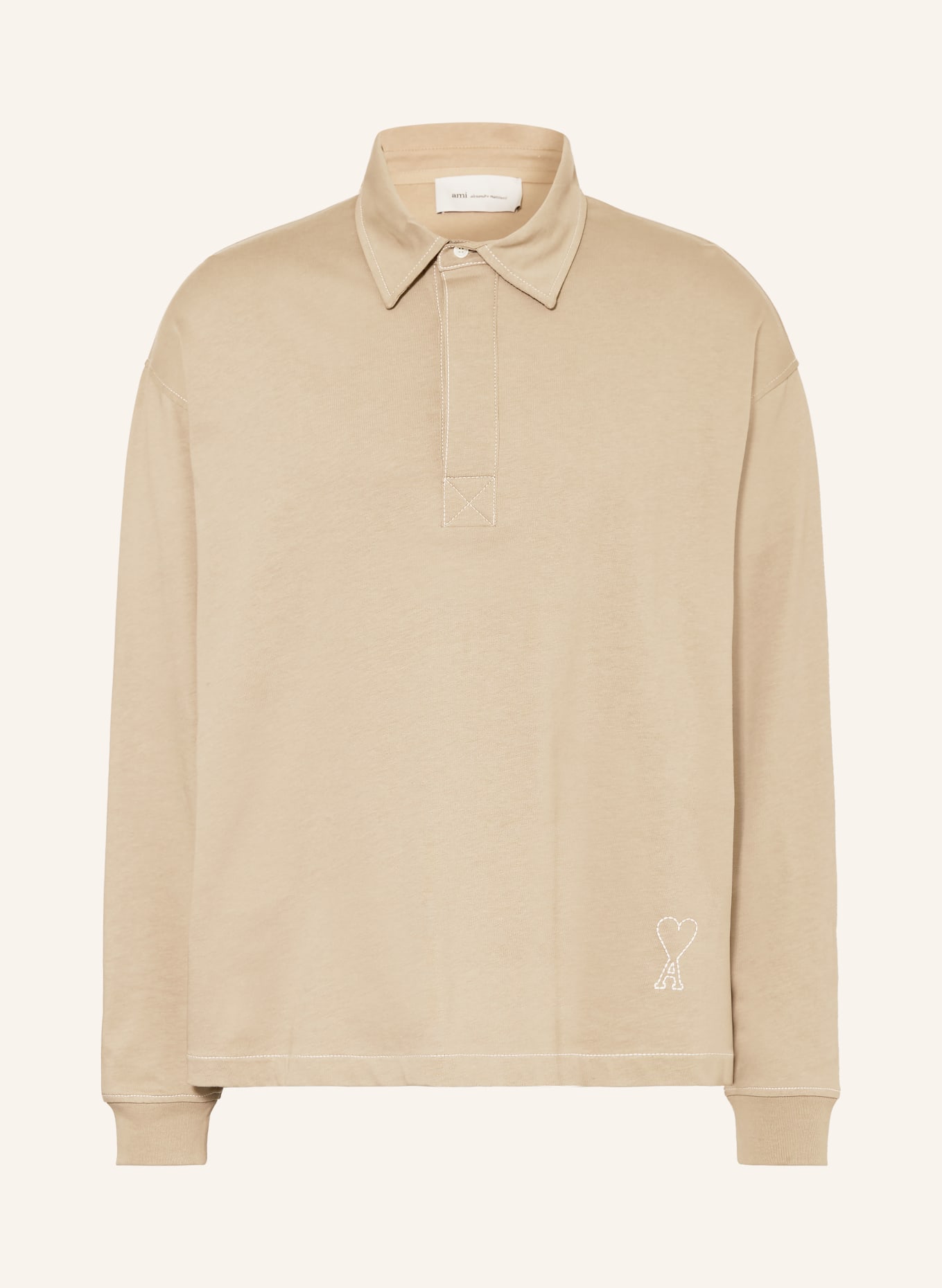 AMI PARIS Jersey-poloshirt met oversized pasvorm: BEIGE