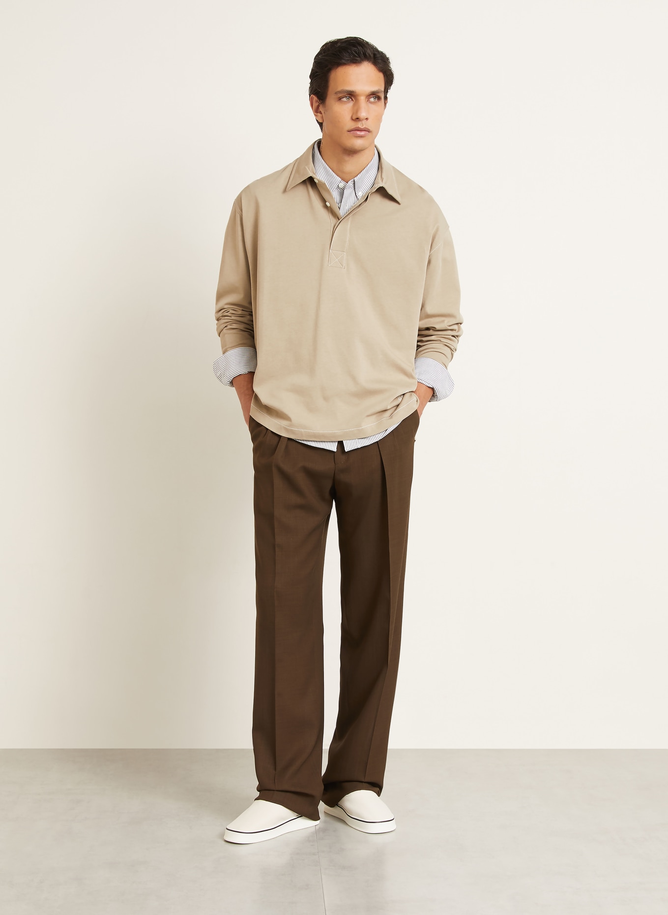 AMI PARIS Jersey-poloshirt met oversized pasvorm: BEIGE