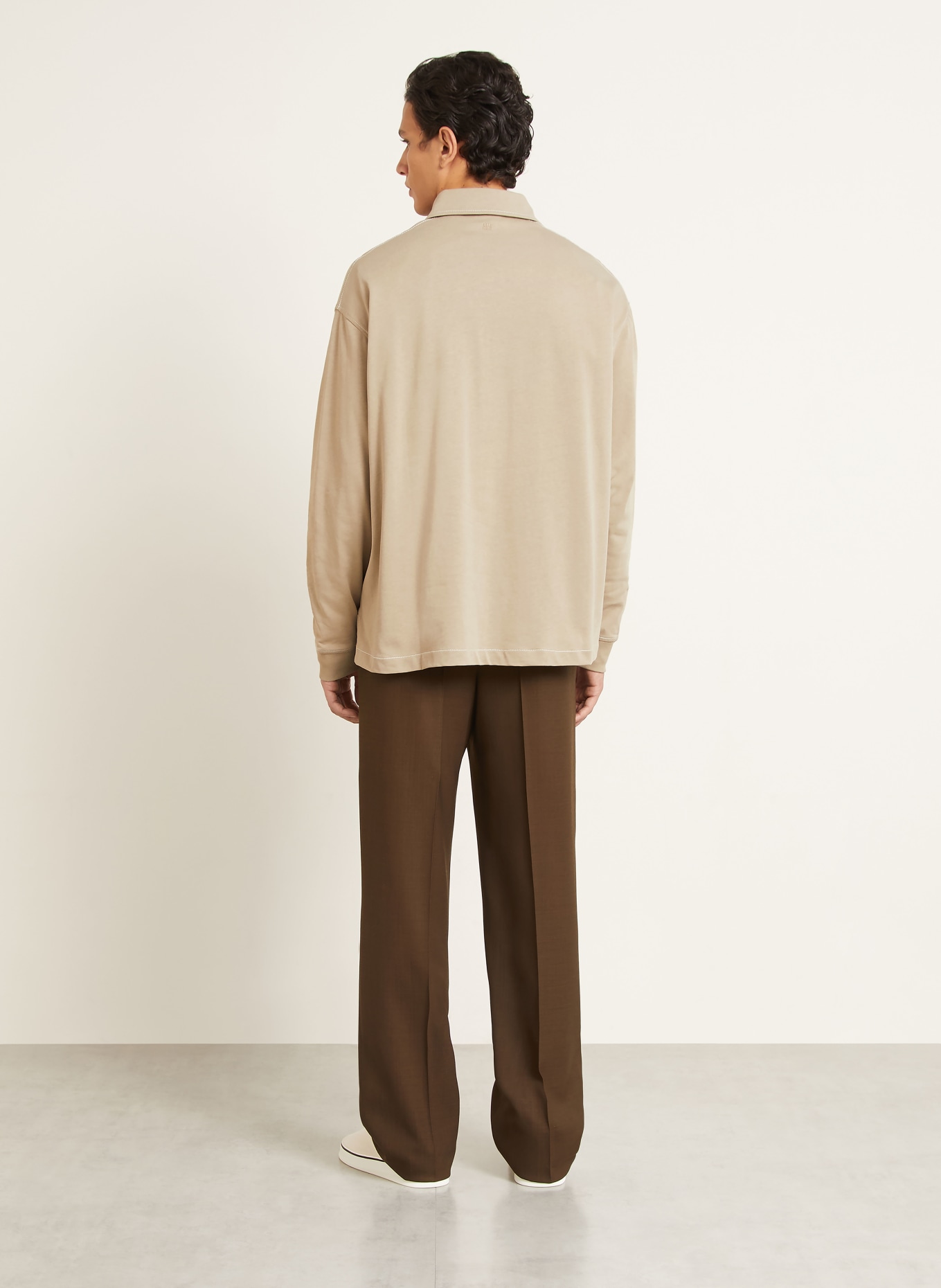 AMI PARIS Jersey-poloshirt met oversized pasvorm: BEIGE