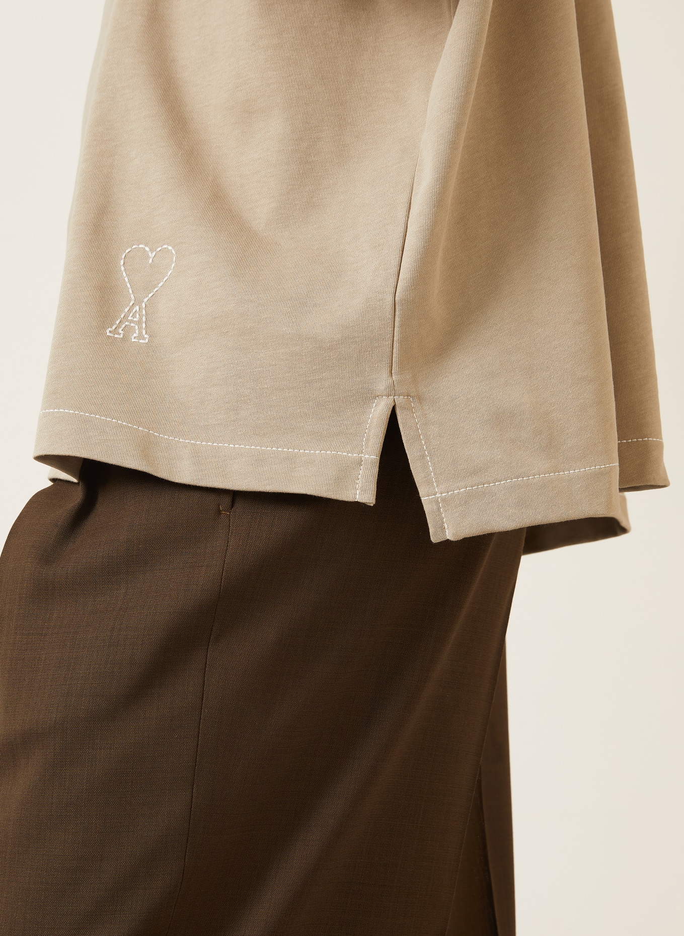 AMI PARIS Jersey-poloshirt met oversized pasvorm: BEIGE