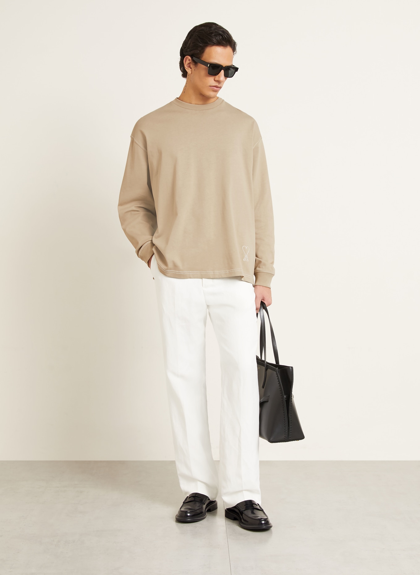 AMI PARIS T-shirt met lange mouwen: BEIGE