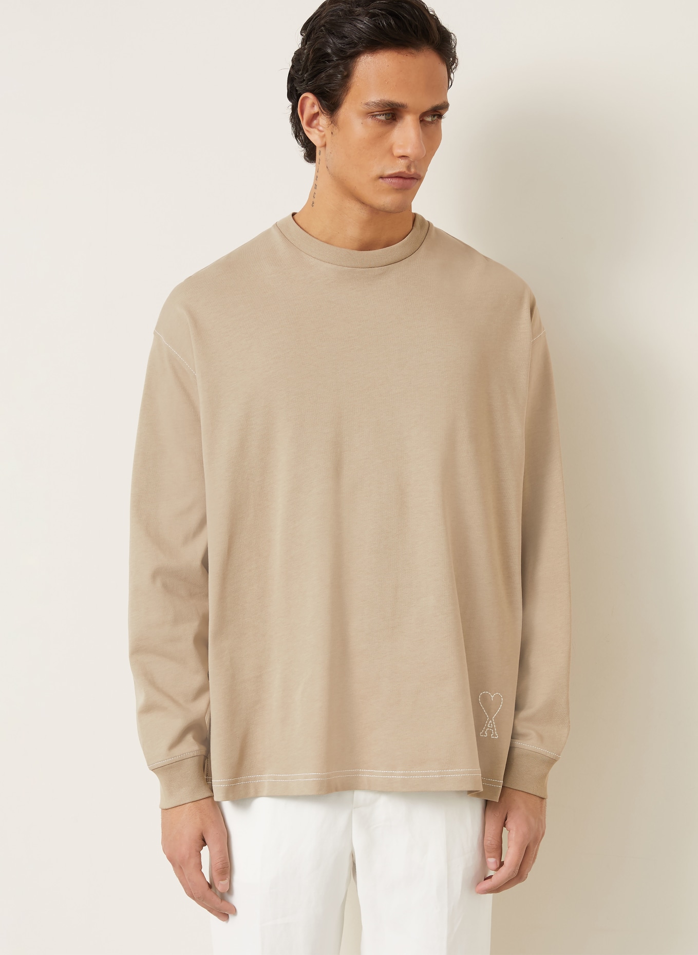 AMI PARIS T-shirt met lange mouwen: BEIGE