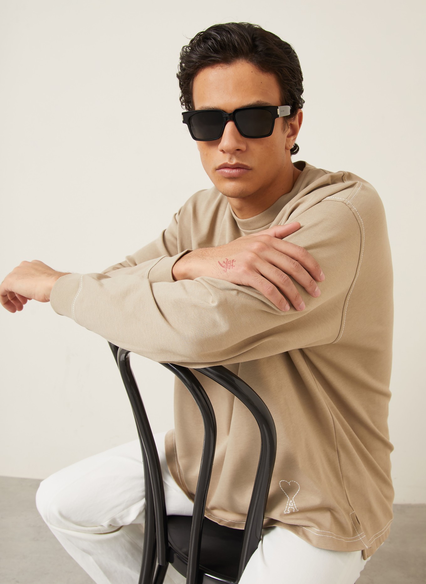 AMI PARIS T-shirt met lange mouwen: BEIGE