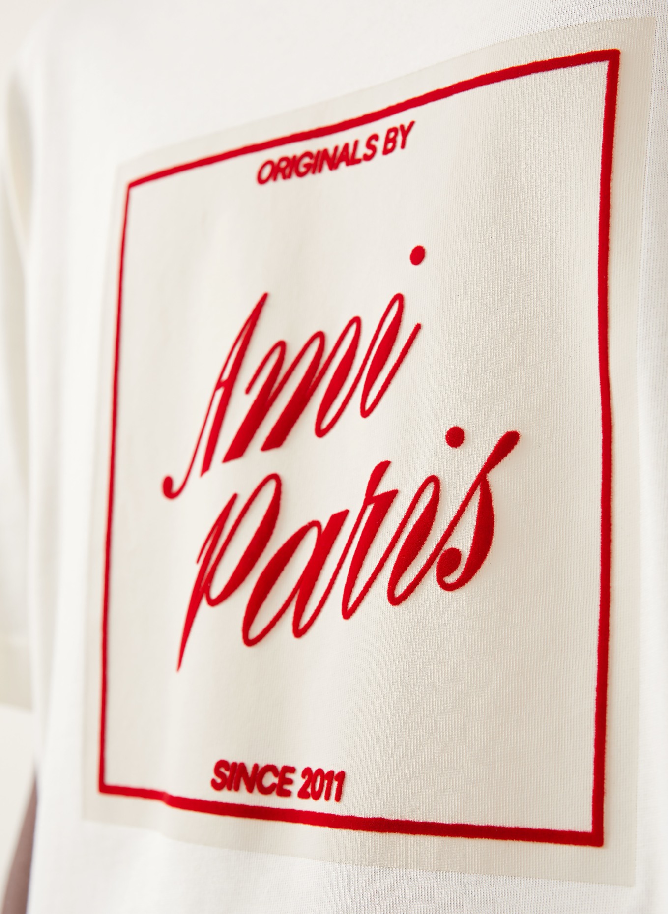 AMI PARIS T-shirt: ECRU / RED