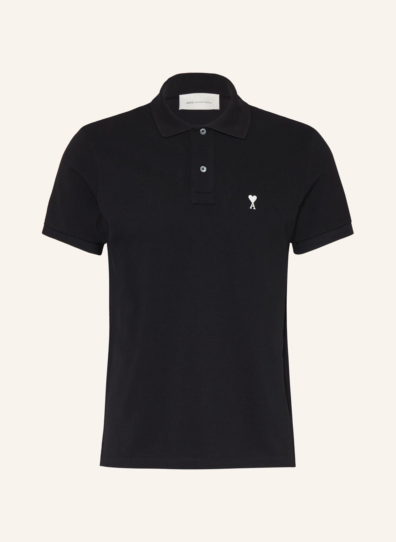 AMI PARIS Polo piqué: NOIR / BLANC
