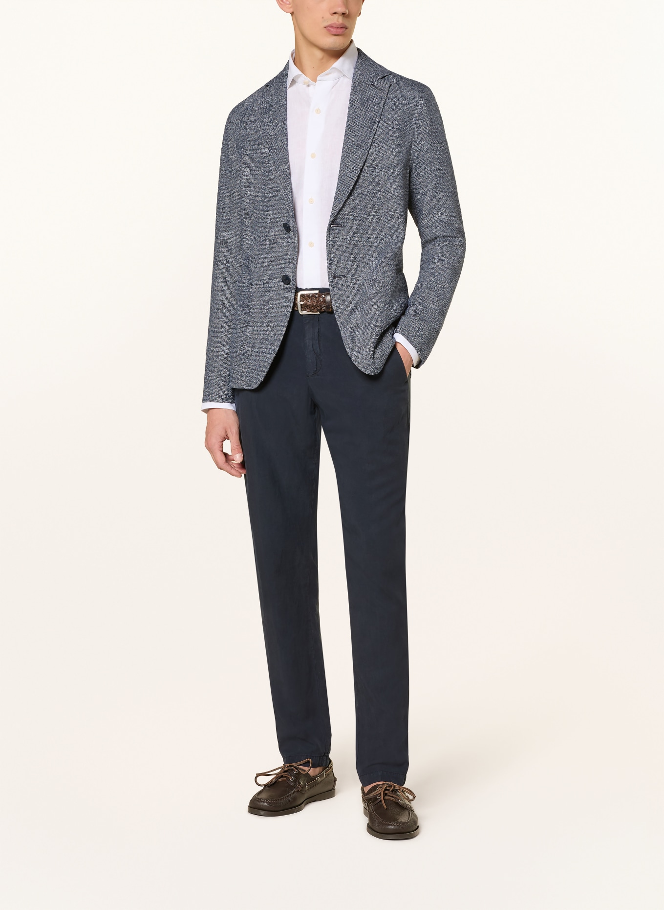 CIRCOLO 1901 Slim fit jerseyjasje met linnen: BLAUW / WIT