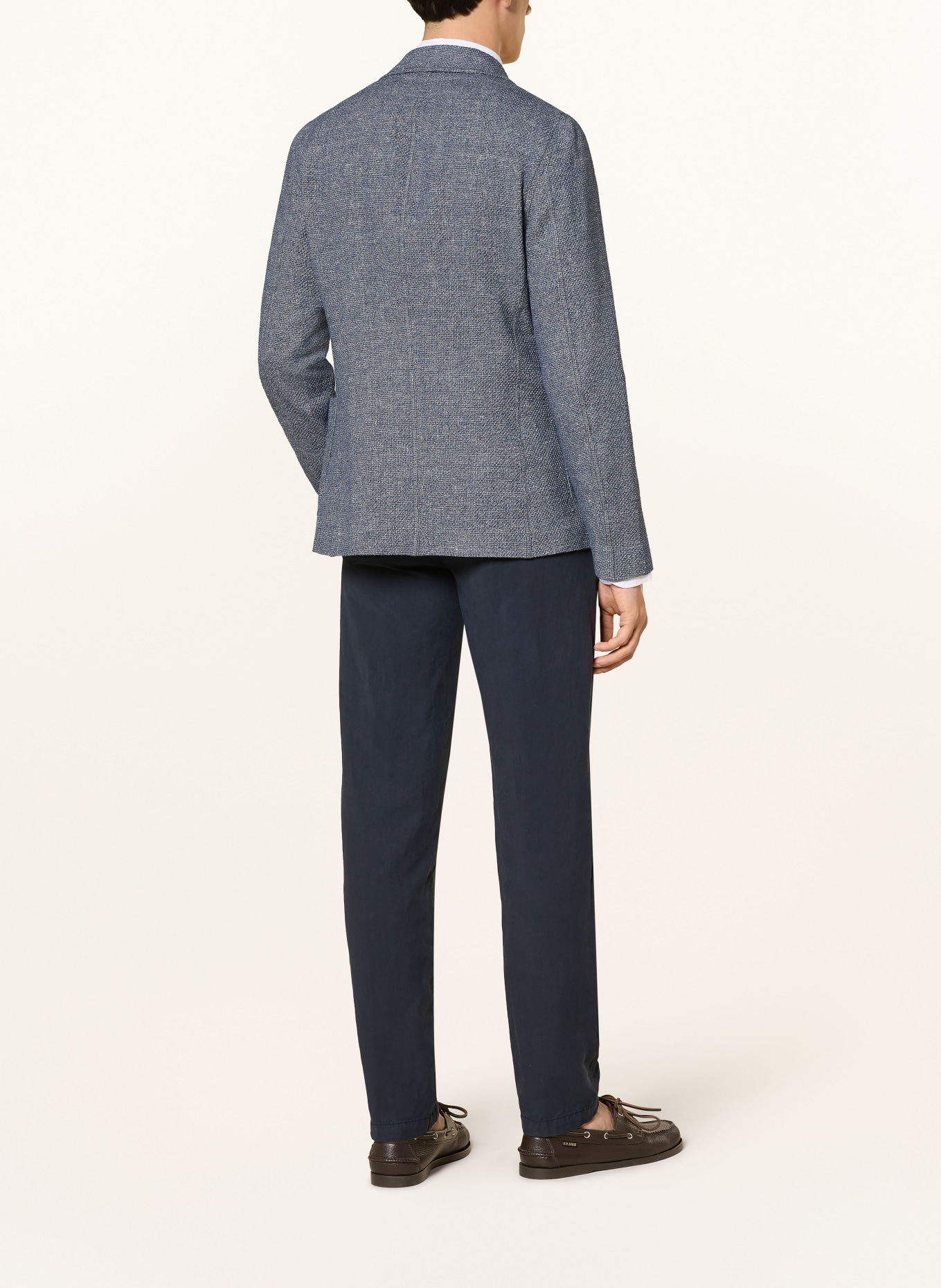 CIRCOLO 1901 Slim fit jerseyjasje met linnen: BLAUW / WIT