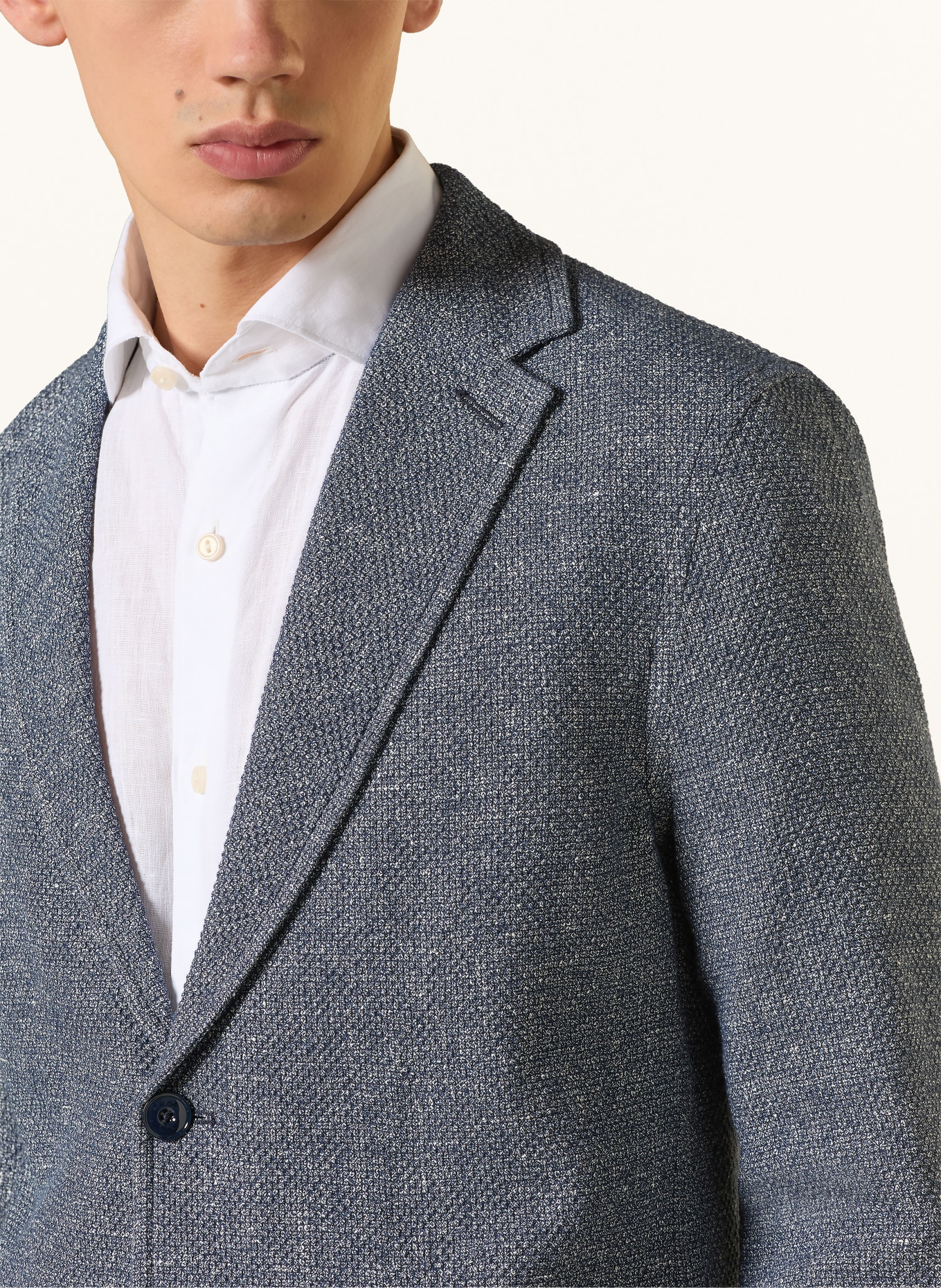 CIRCOLO 1901 Slim fit jerseyjasje met linnen: BLAUW / WIT