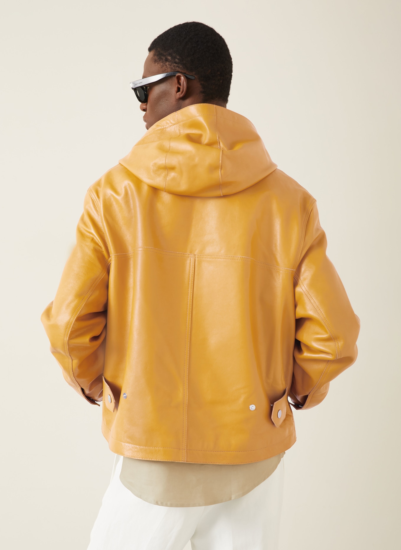 AMI PARIS Schlupfjacke aus Leder: DUNKELGELB