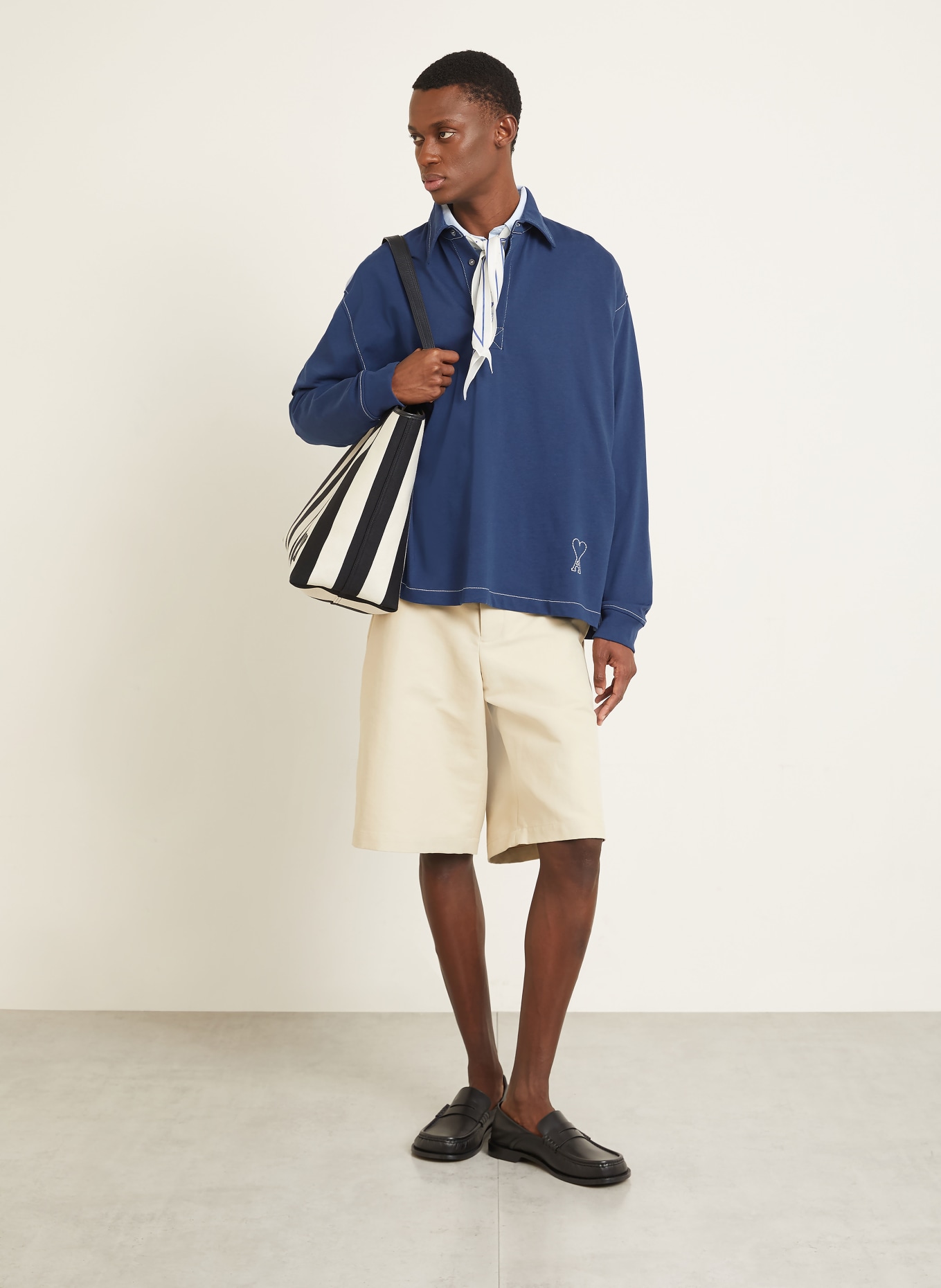 AMI PARIS Jersey-Poloshirt: DUNKELBLAU