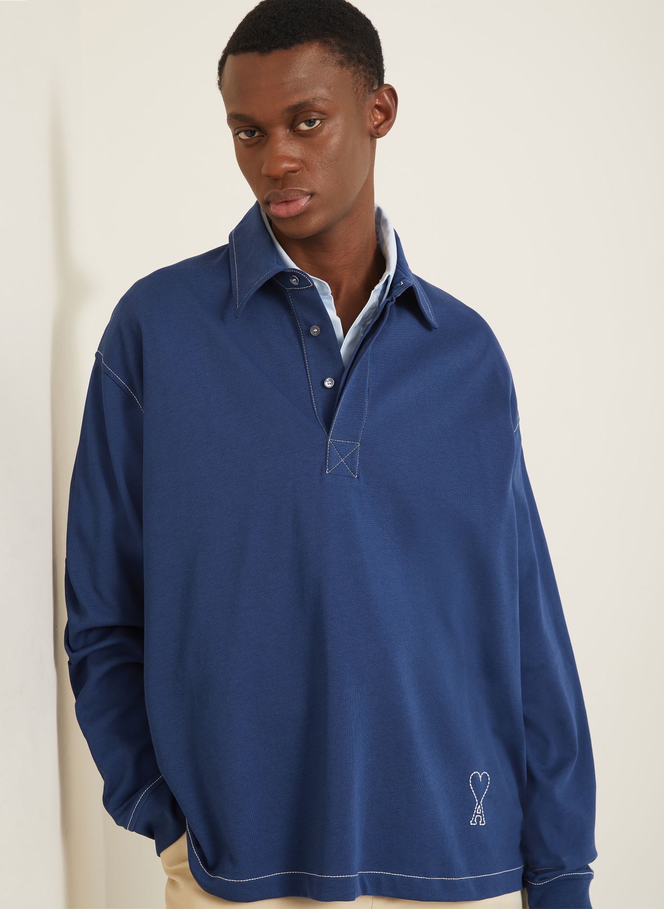 AMI PARIS Jersey-Poloshirt: DUNKELBLAU