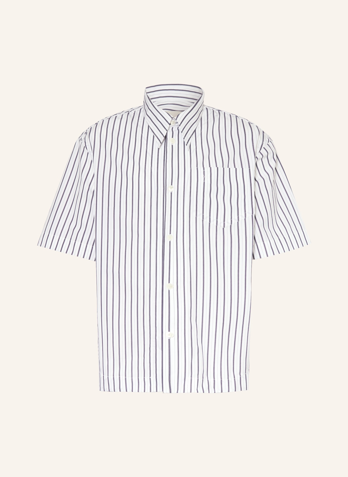 AMI PARIS Overhemd met korte mouwen, Comfort Fit: WIT / DONKERBLAUW