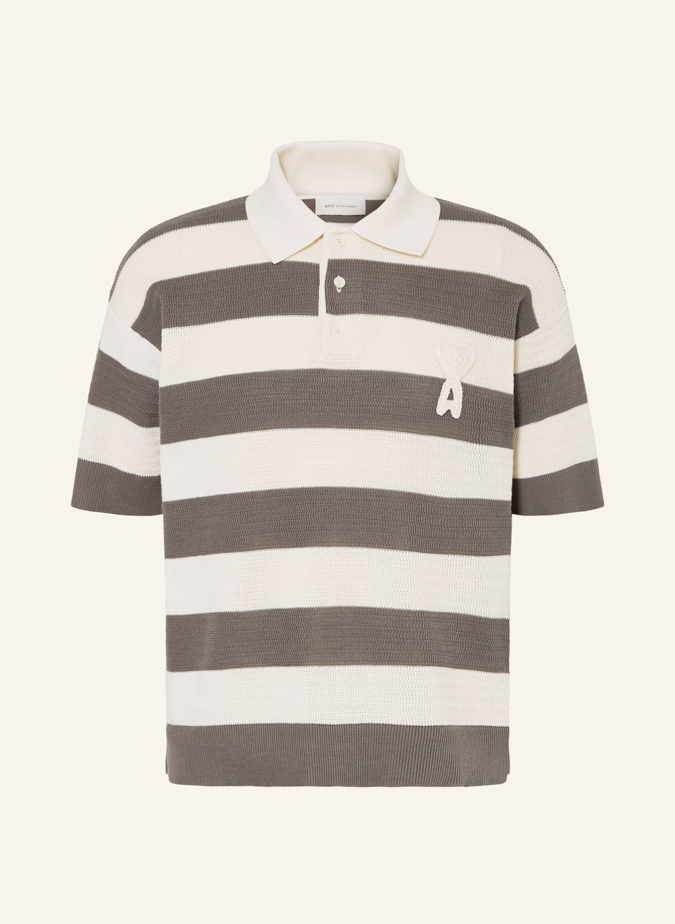 AMI PARIS Gebreid poloshirt: DONKERGRIJS / CRÈME