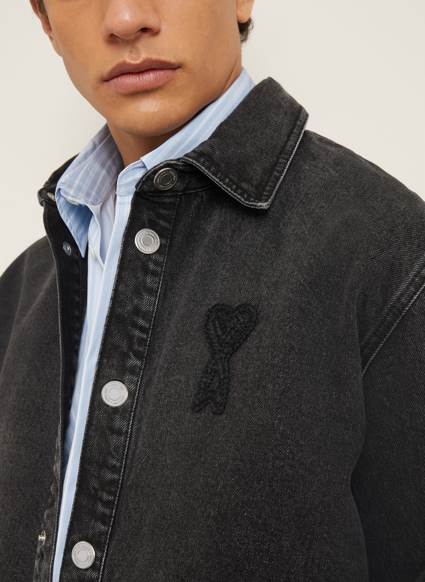 AMI PARIS Jeans-overjacket: ZWART