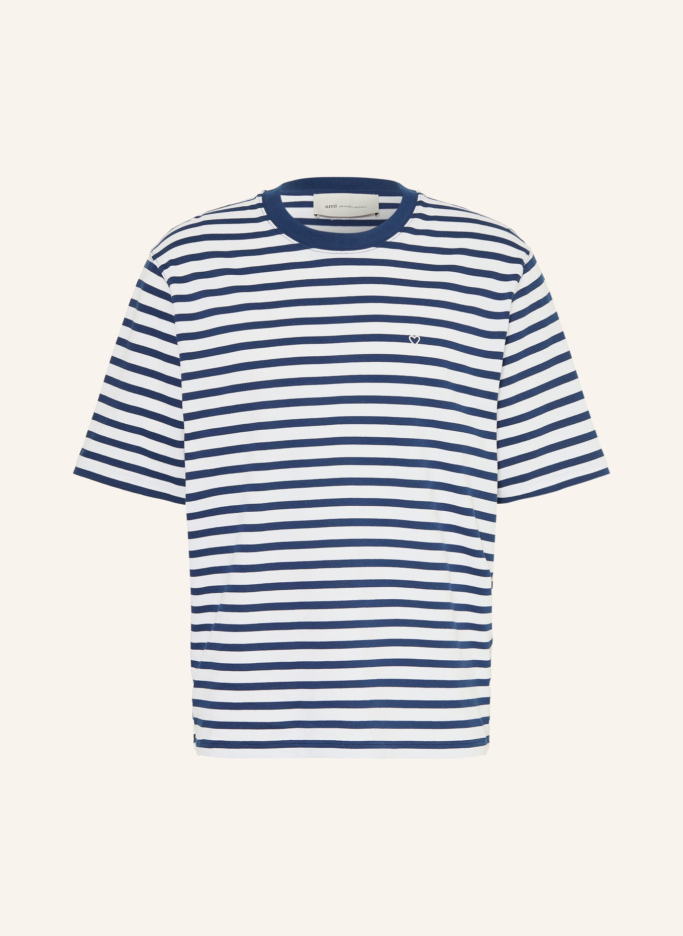 AMI PARIS T-shirt: WHITE / DARK BLUE