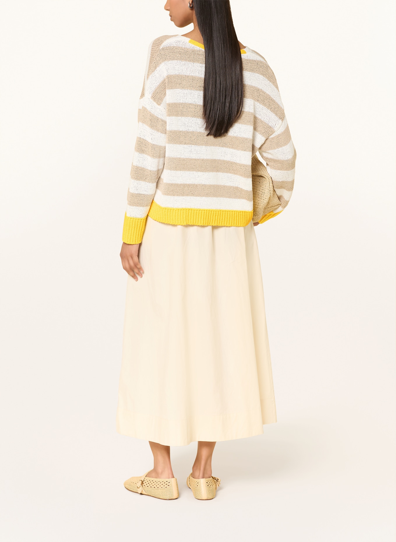 oui Pullover: WEISS / BEIGE / GELB