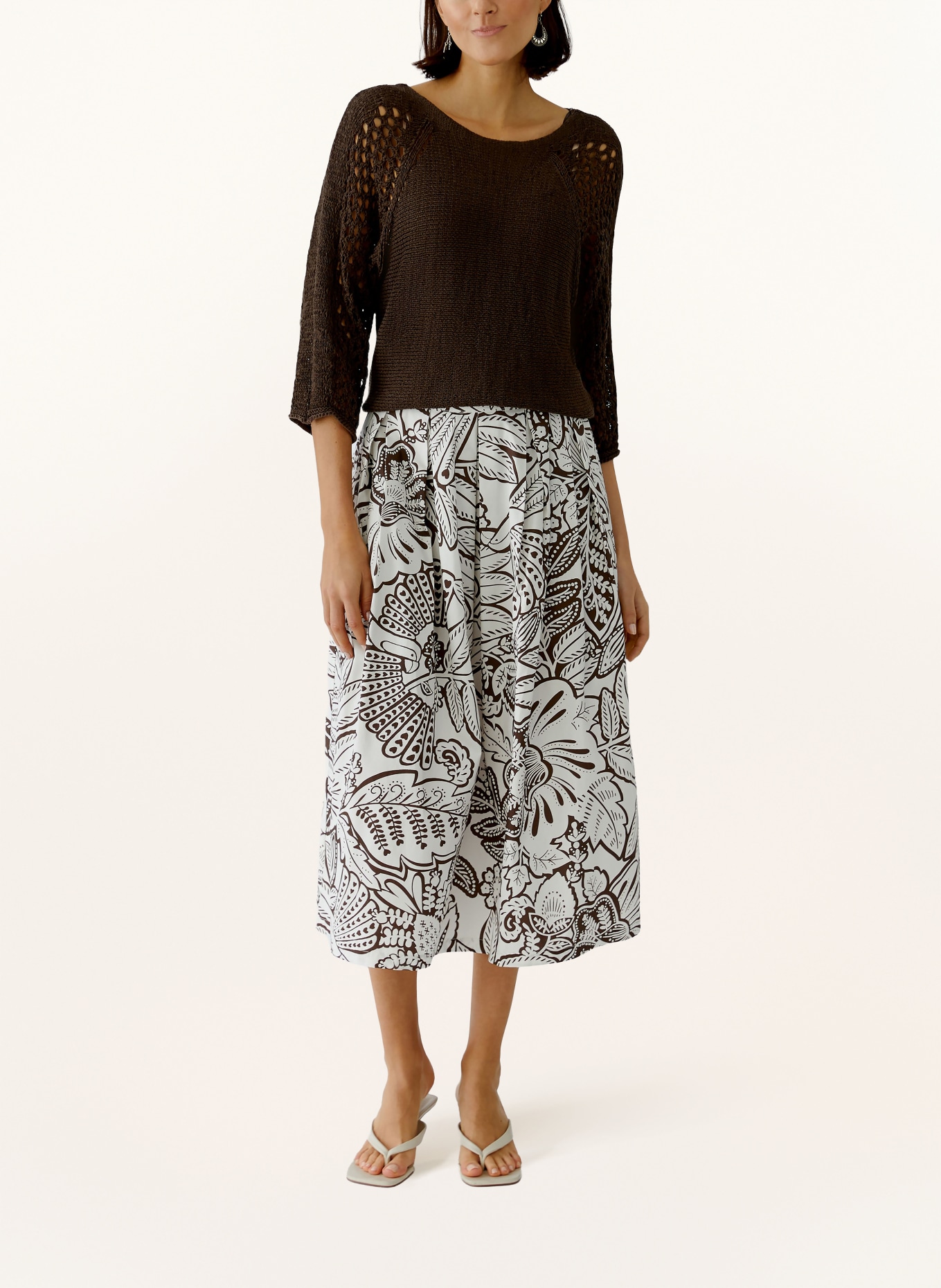 oui Trui met 3/4-mouwen: MARRON FONCÉ