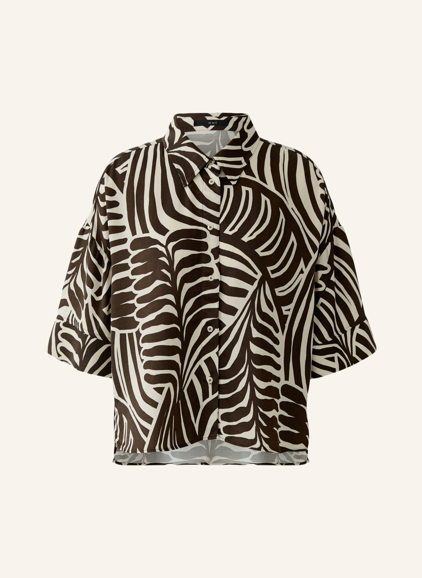 oui Hemdbluse: DUNKELBRAUN / CREME