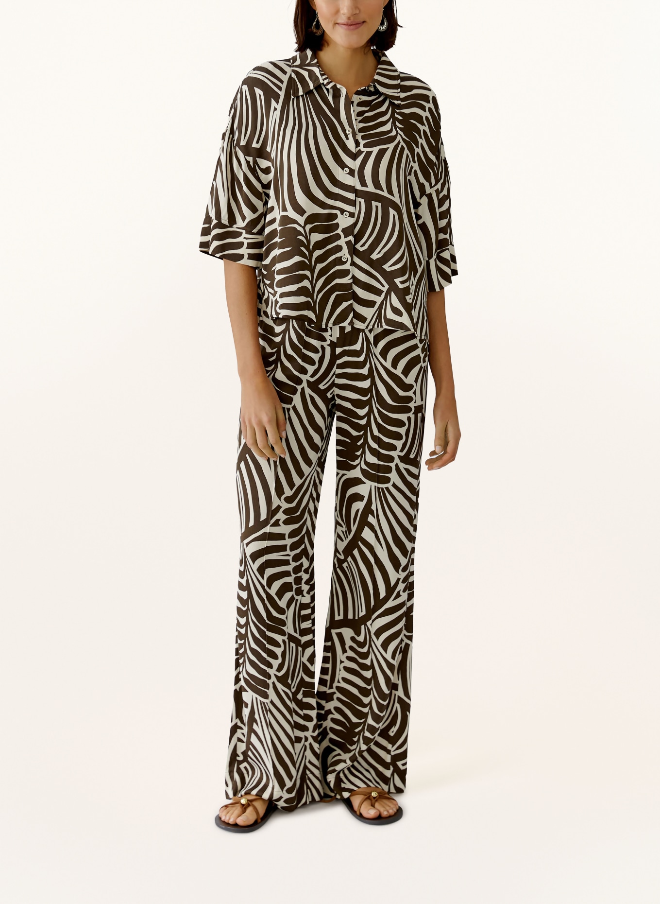 oui Hemdbluse: DUNKELBRAUN / CREME