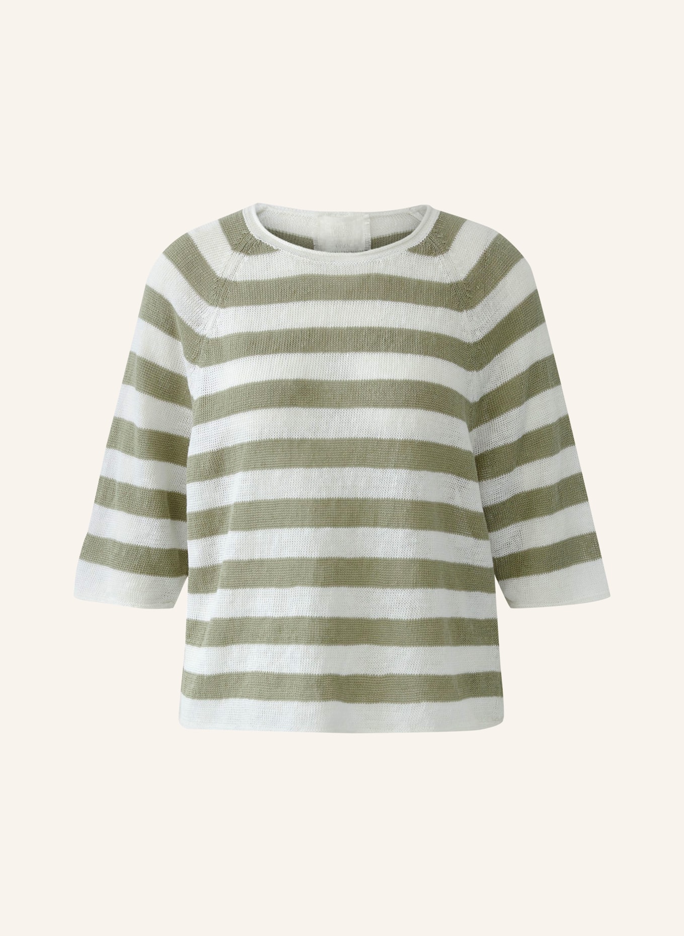 oui Gebreid shirt van linnen met 3/4-mouwen: WIT / OLIJF