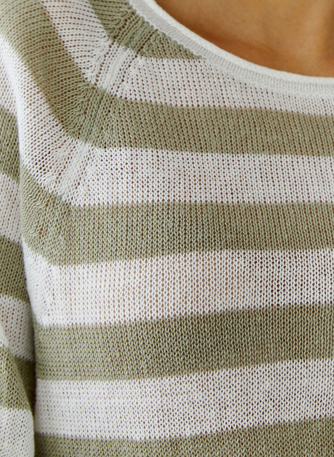 oui Gebreid shirt van linnen met 3/4-mouwen: WIT / OLIJF