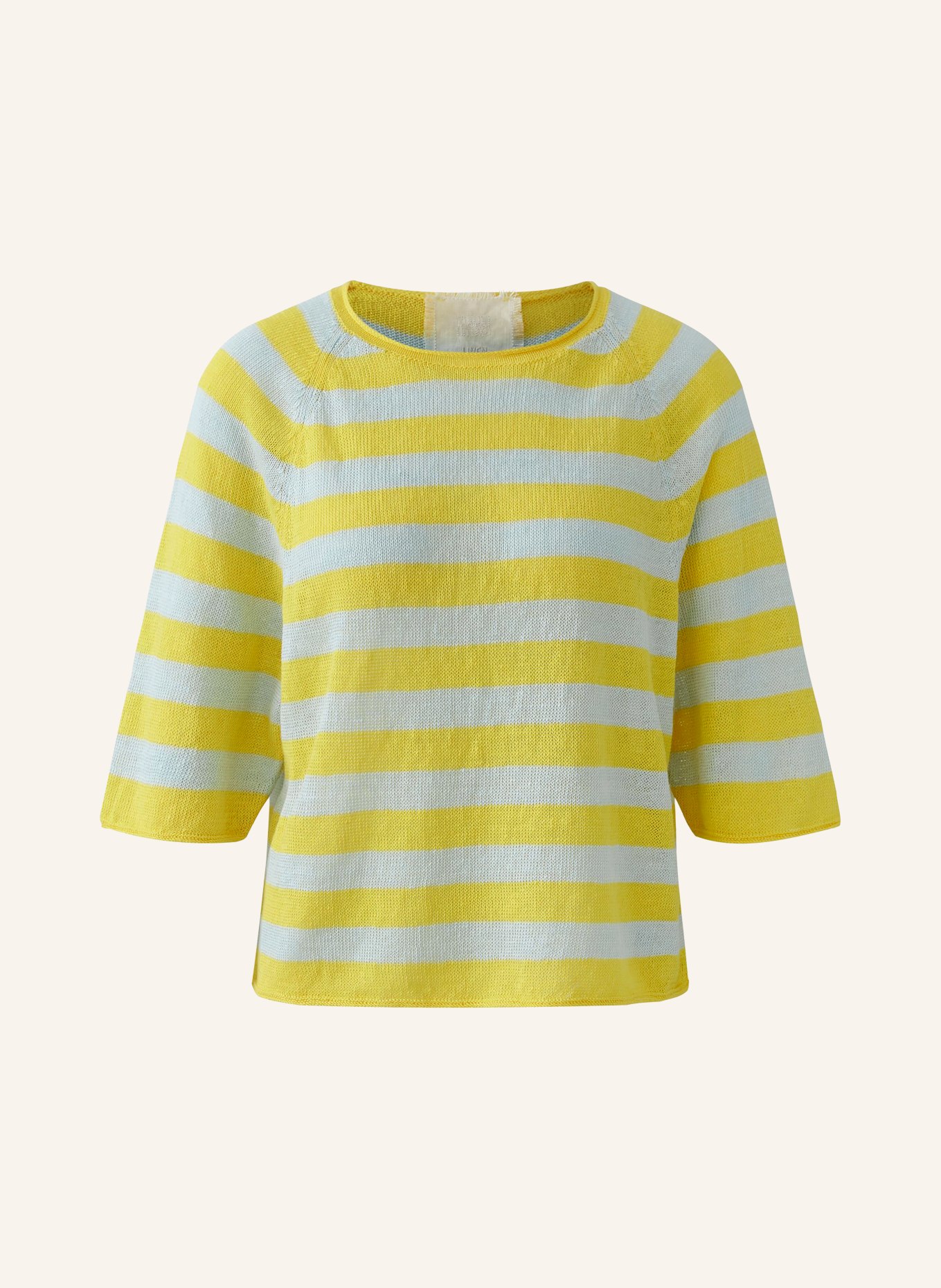 oui Gebreid shirt van linnen met 3/4-mouwen: GEEL / LICHTBLAUW