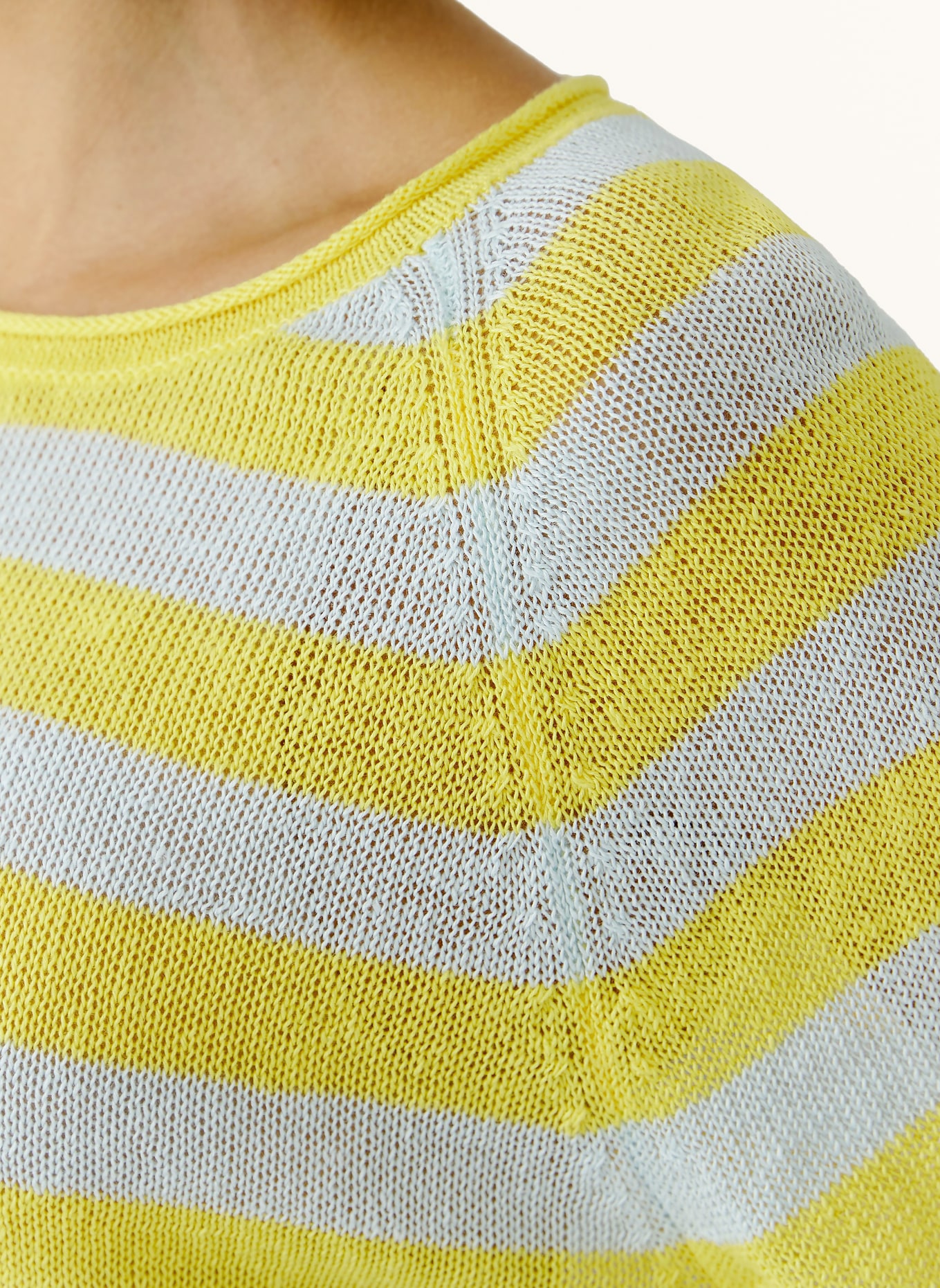 oui Gebreid shirt van linnen met 3/4-mouwen: GEEL / LICHTBLAUW