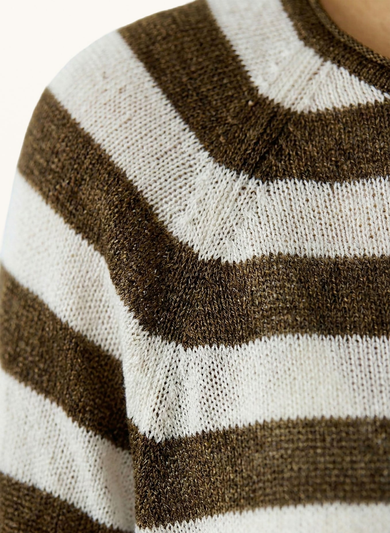 oui Gebreid shirt van linnen met 3/4-mouwen: DONKERBLAUW / BEIGE