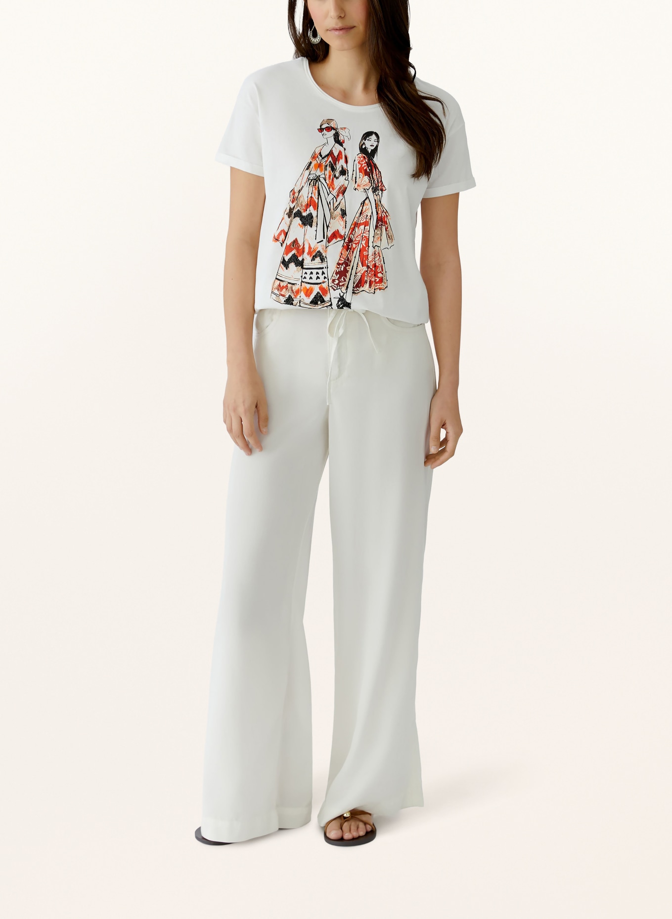 oui T-shirt met strass-steentjes: CRÈME