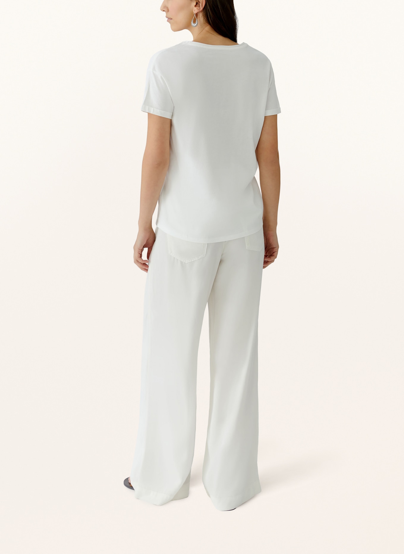 oui T-shirt met strass-steentjes: CRÈME