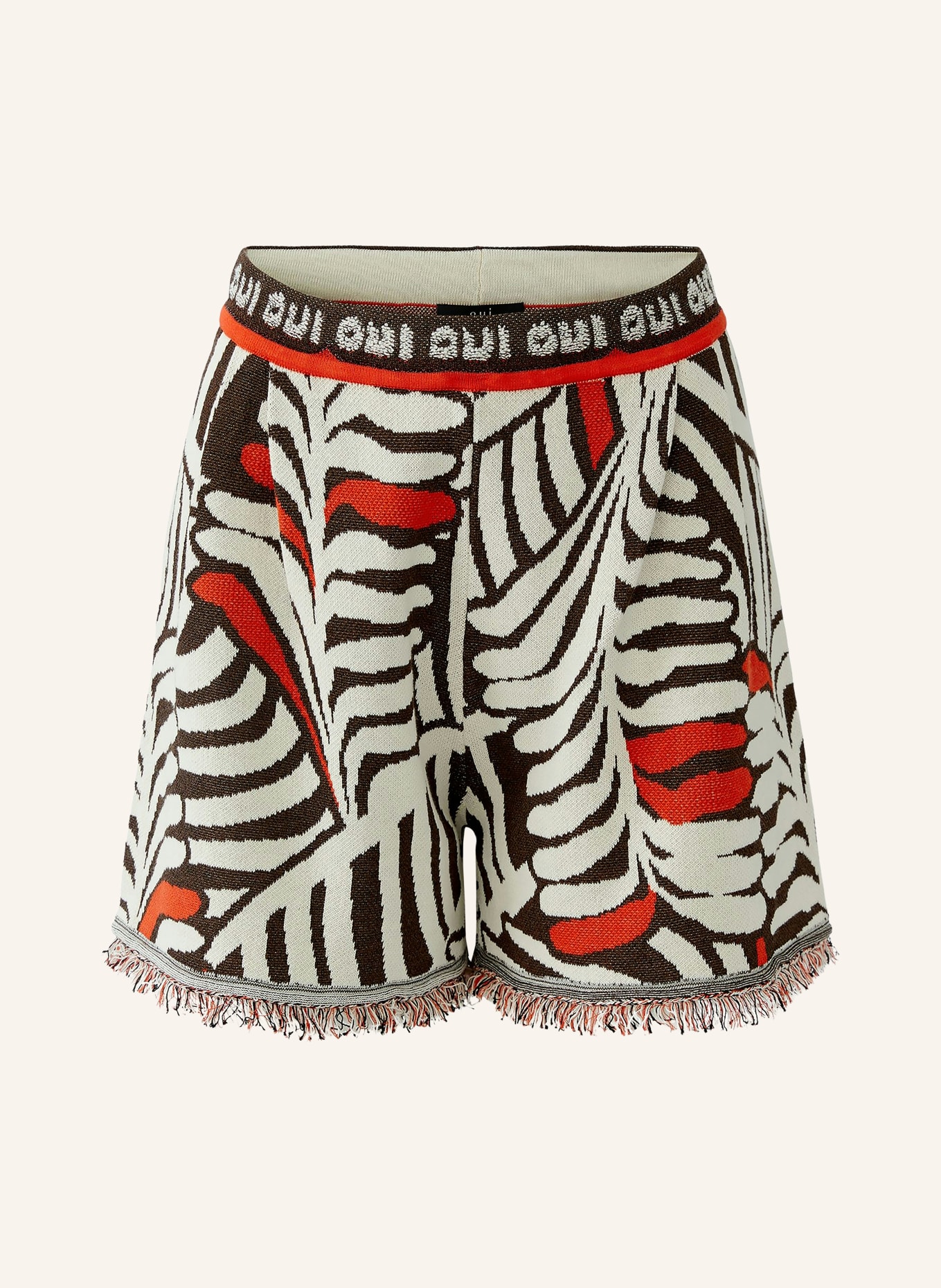oui Shorts with glitter thread: BROWN / CREAM / RED