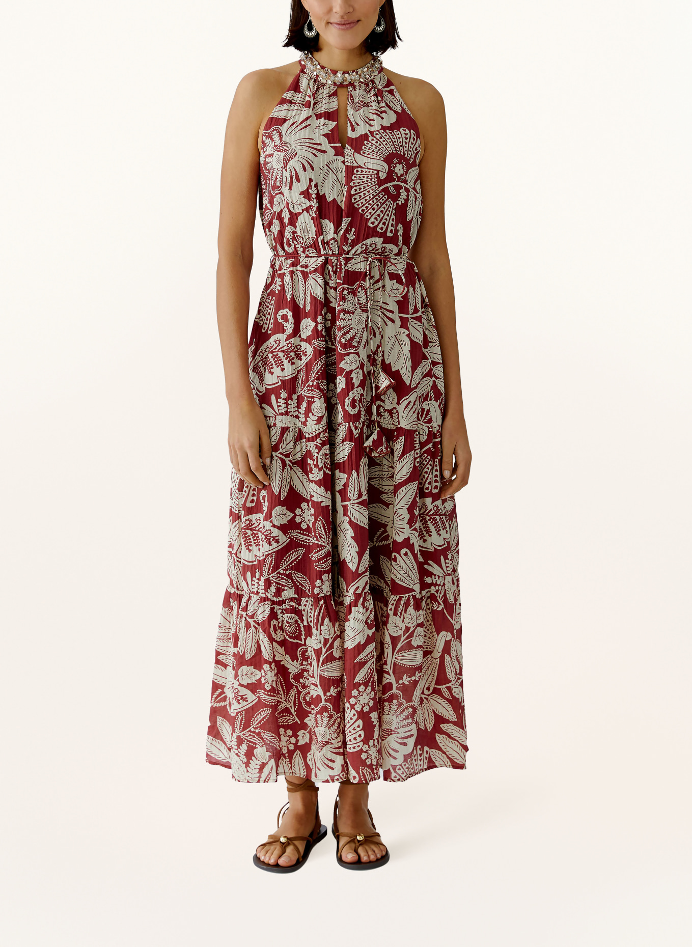 oui Sukienka: CIEMNOCZERWONY / ECRU