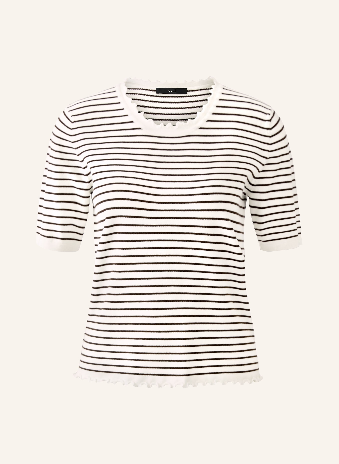 oui Knit shirt: WHITE / DARK BROWN