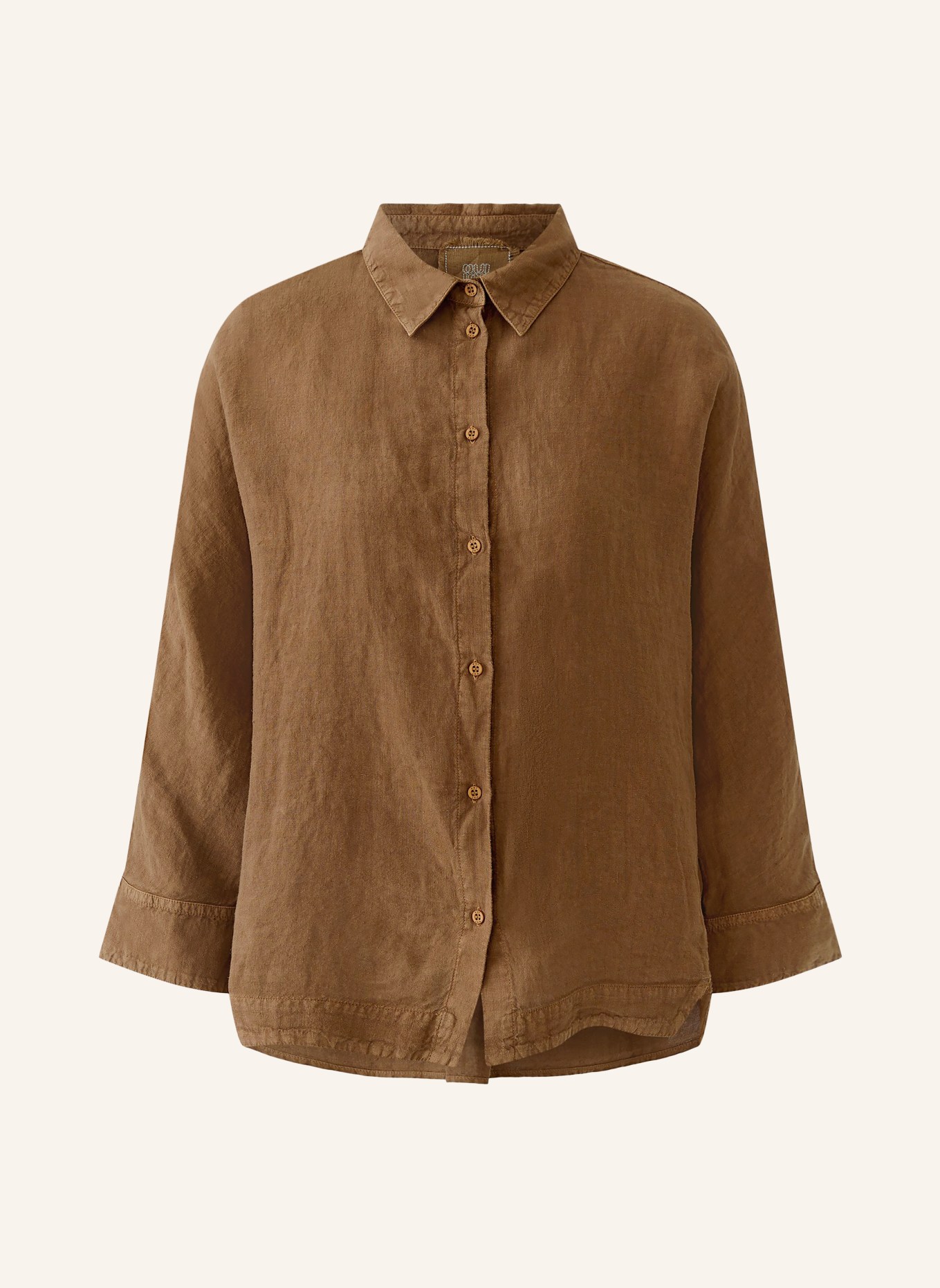 oui Linnen overhemd met 3/4-mouwen: BRUIN