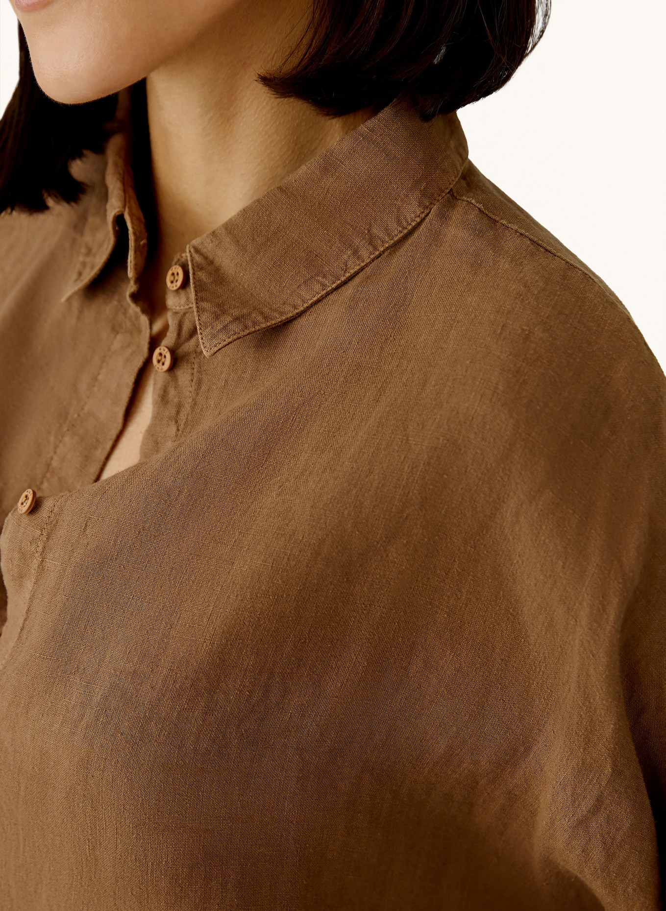 oui Linnen overhemd met 3/4-mouwen: BRUIN