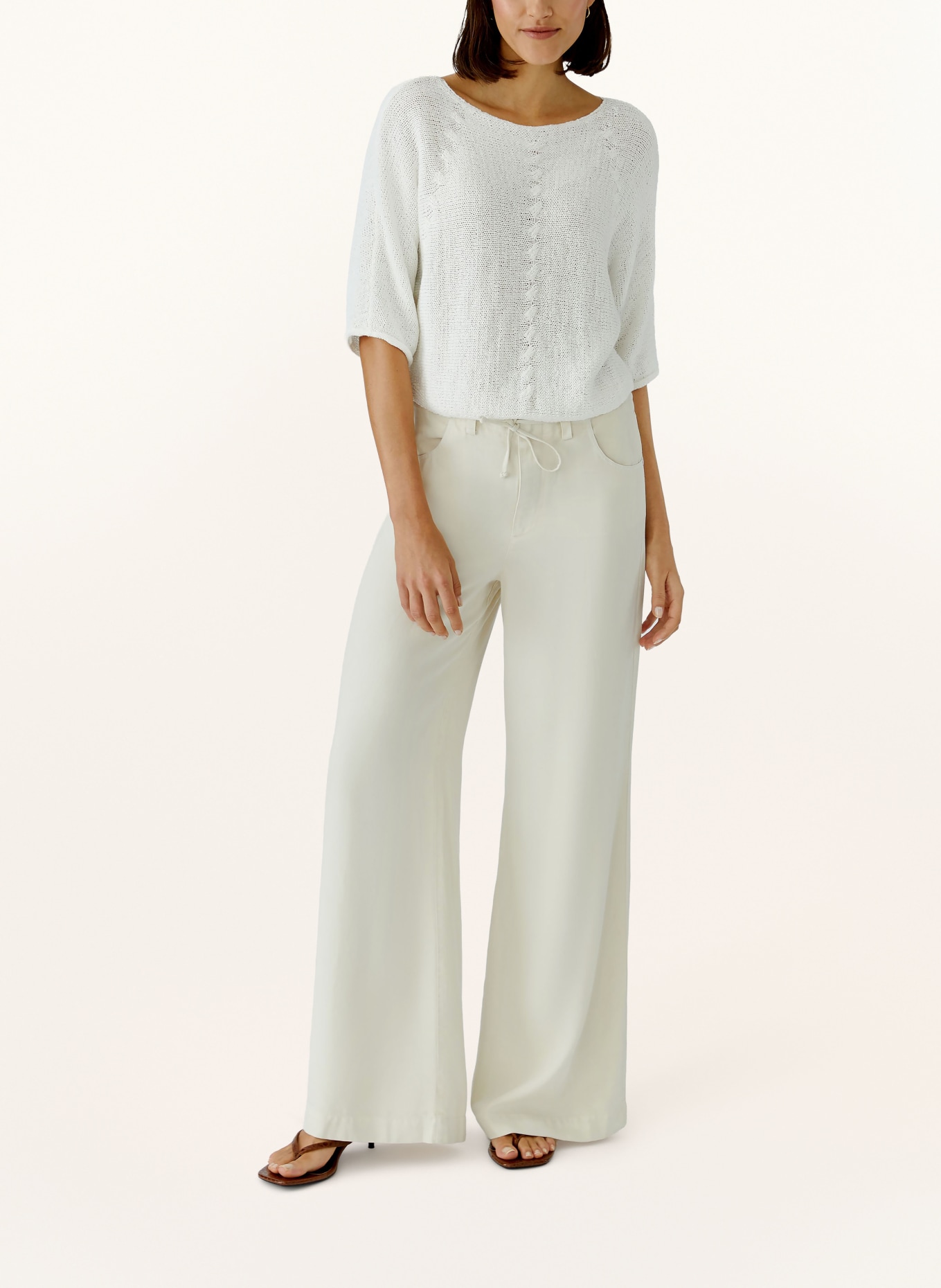 oui Gebreid shirt met 3/4-mouwen: WIT