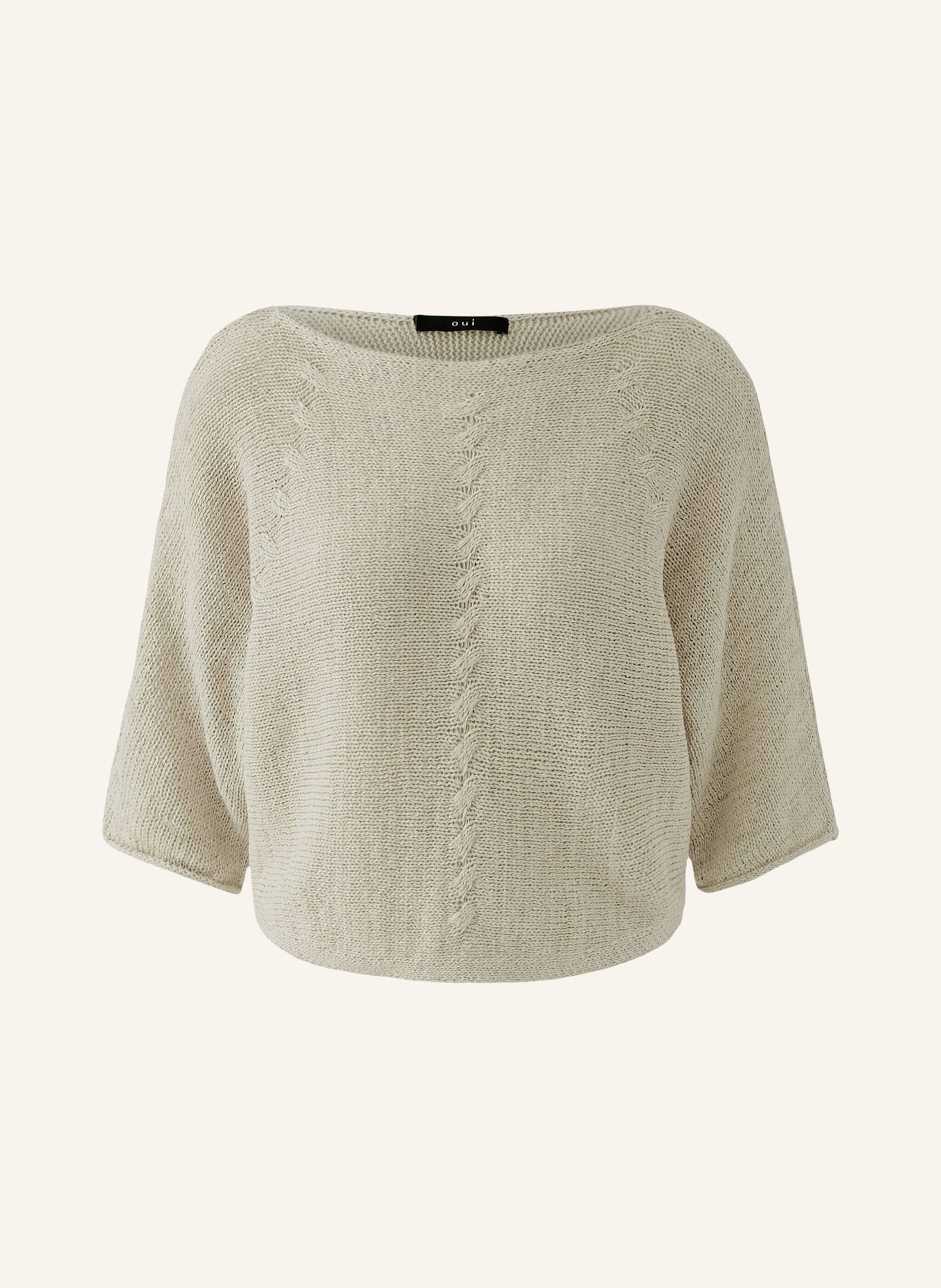 oui Gebreid shirt met 3/4-mouwen: BEIGE