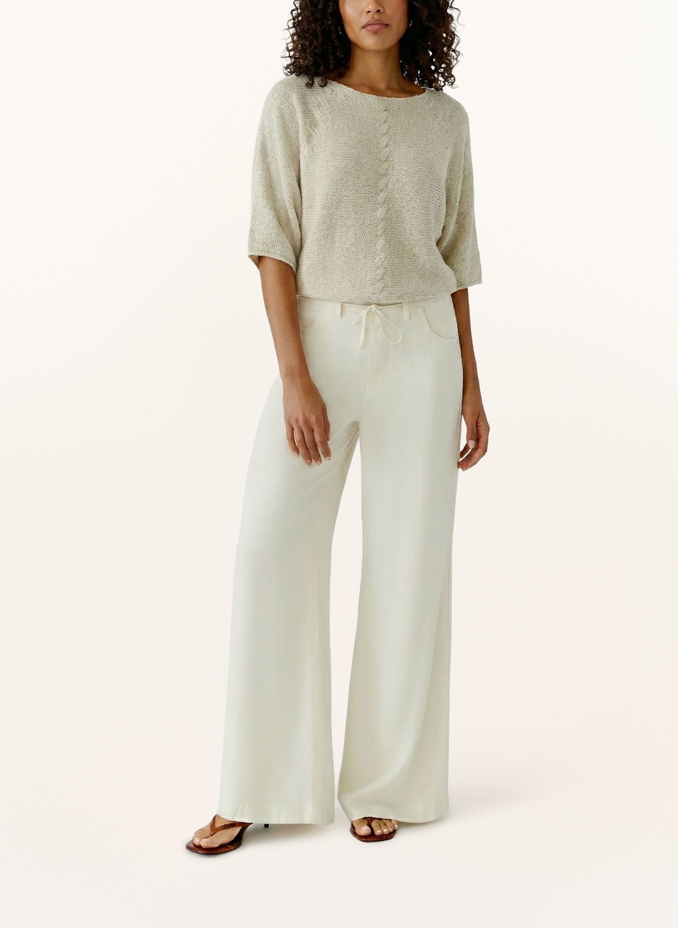 oui Gebreid shirt met 3/4-mouwen: BEIGE