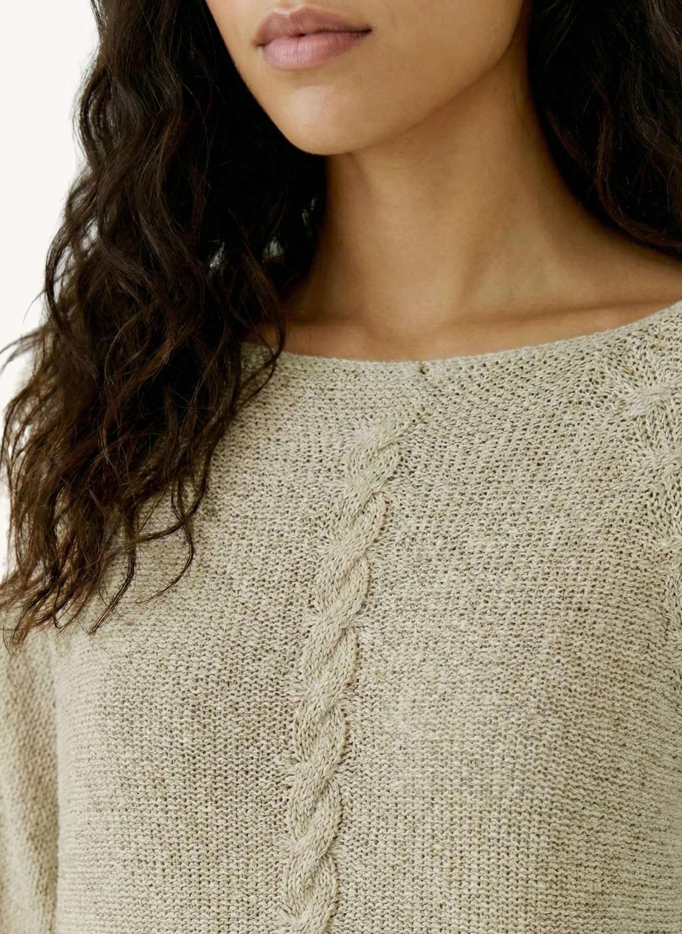 oui Gebreid shirt met 3/4-mouwen: BEIGE