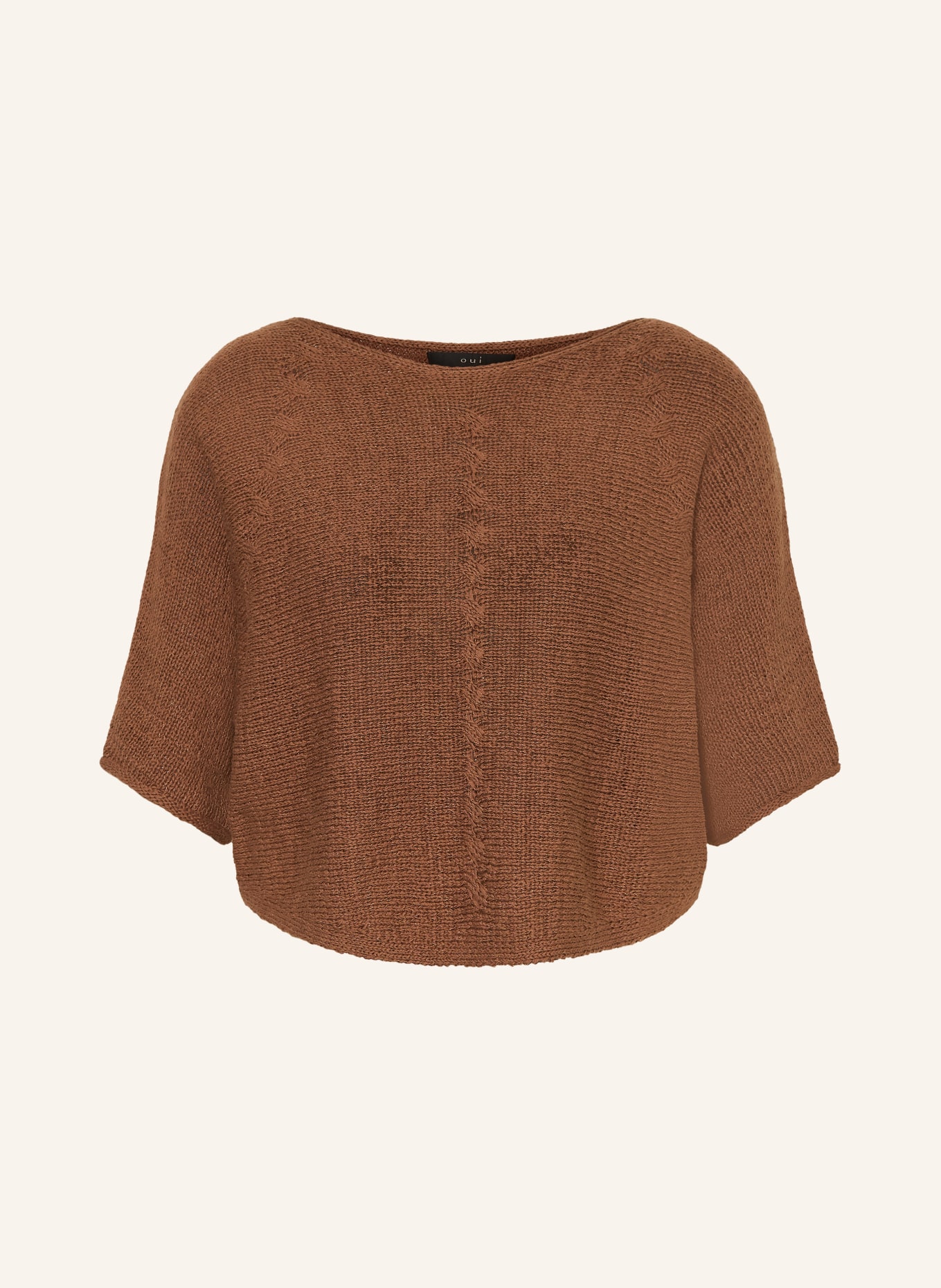 oui Gebreid shirt met 3/4-mouwen: BRUIN