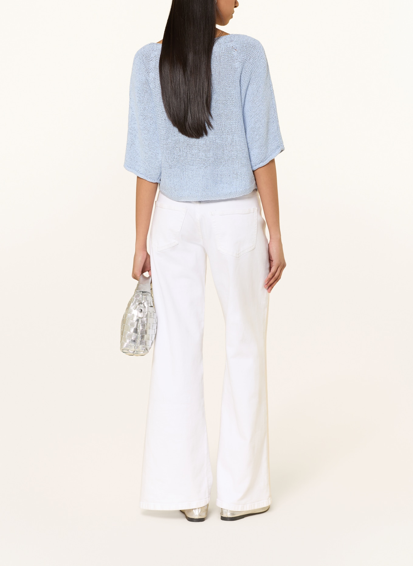 oui Gebreid shirt met 3/4-mouwen: LICHTBLAUW