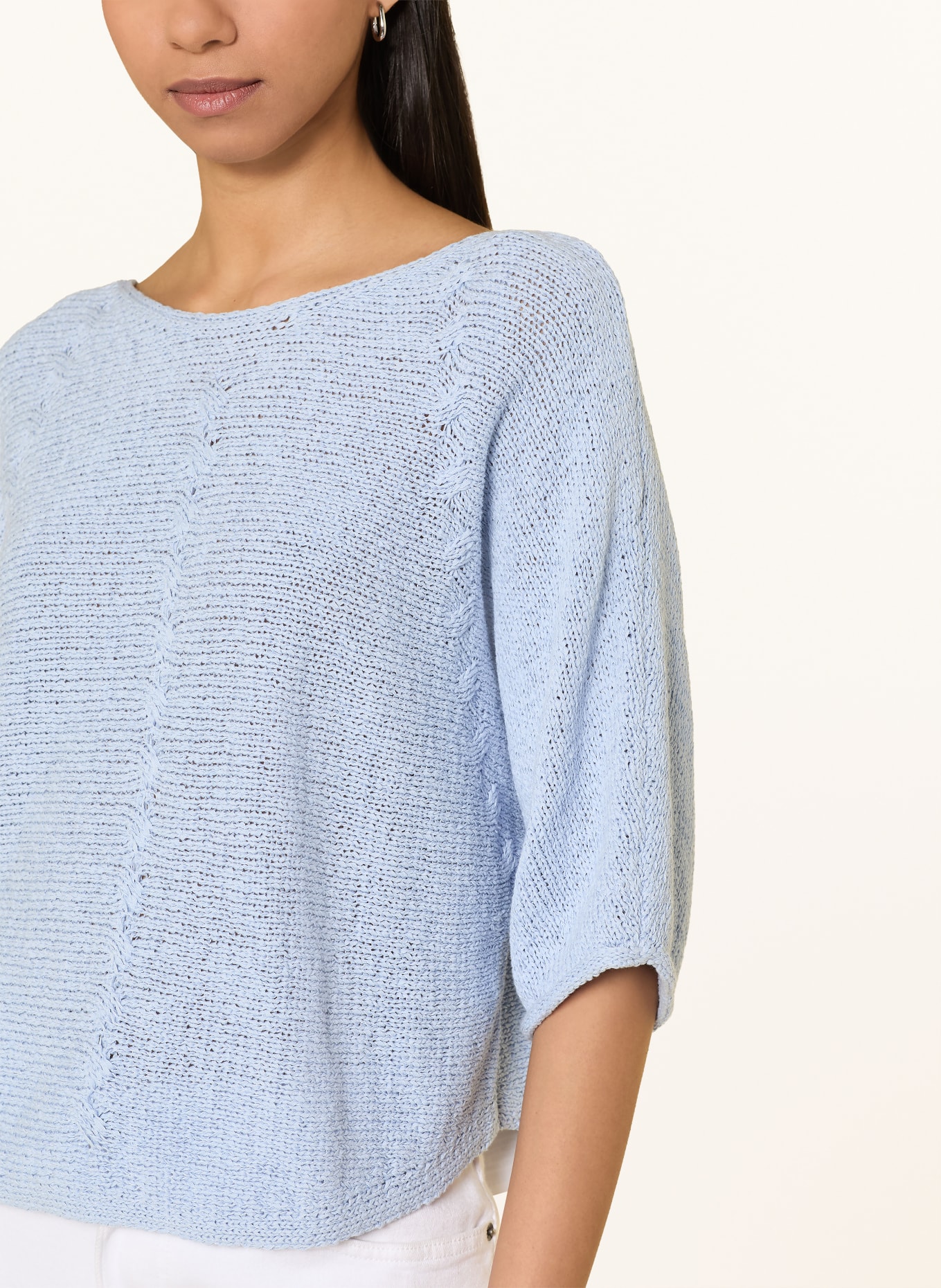 oui Gebreid shirt met 3/4-mouwen: LICHTBLAUW