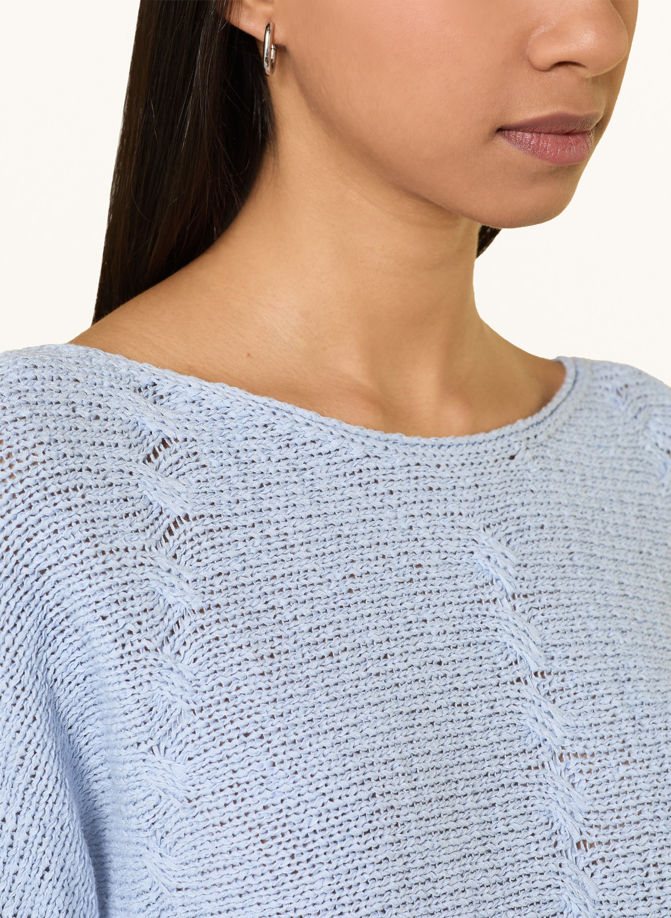 oui Gebreid shirt met 3/4-mouwen: LICHTBLAUW